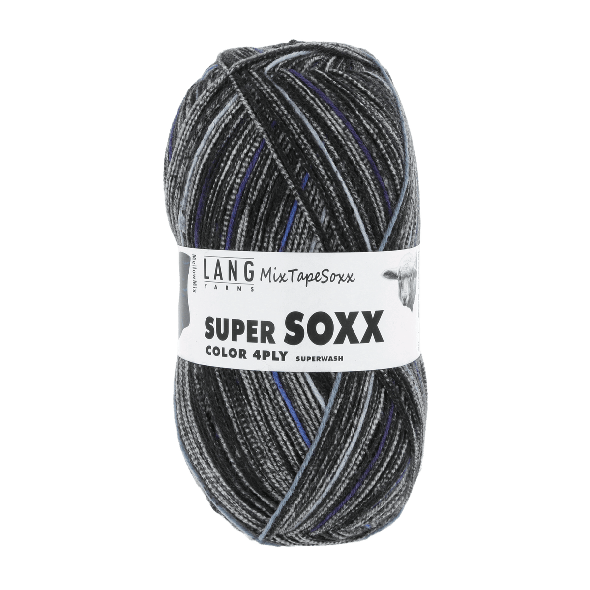 Lang Yarns Sock Yarn Black / Blue - Mellow Mix LANGYARNS | Sock Yarn | SUPER SOXX COLOUR | 4-Ply | 901