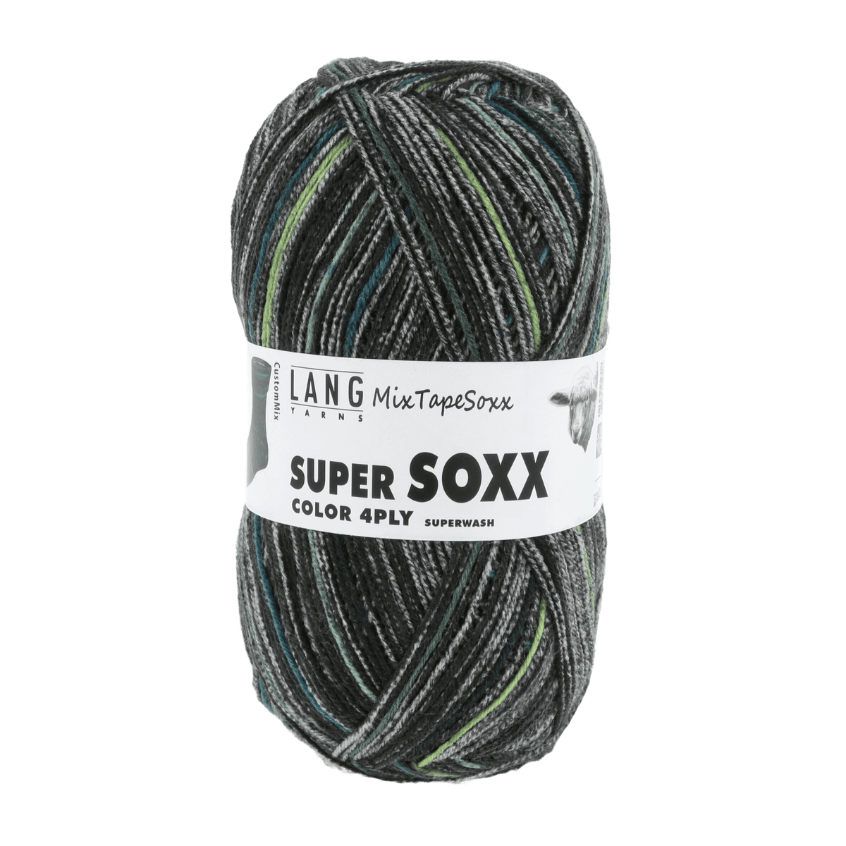 Lang Yarns Sock Yarn Black / Green / Turquoise - Custom Mix LANGYARNS | Sock Yarn | SUPER SOXX COLOUR | 4-Ply | 901