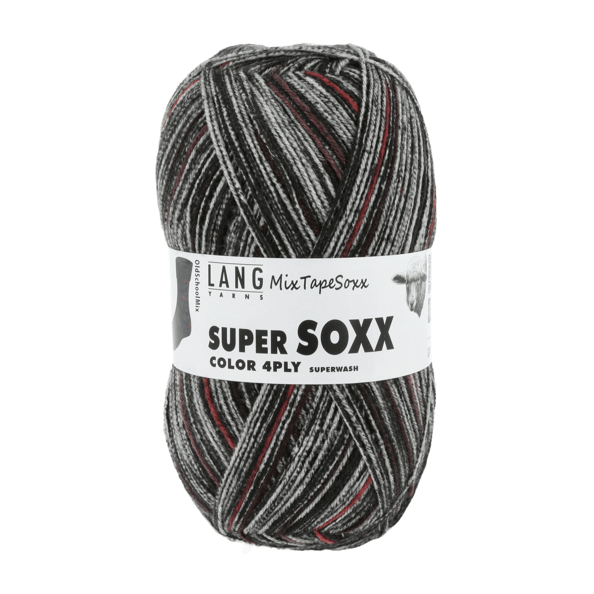 Lang Yarns Sock Yarn Black / Red - Old School Mix LANGYARNS | Sock Yarn | SUPER SOXX COLOUR | 4-Ply | 901