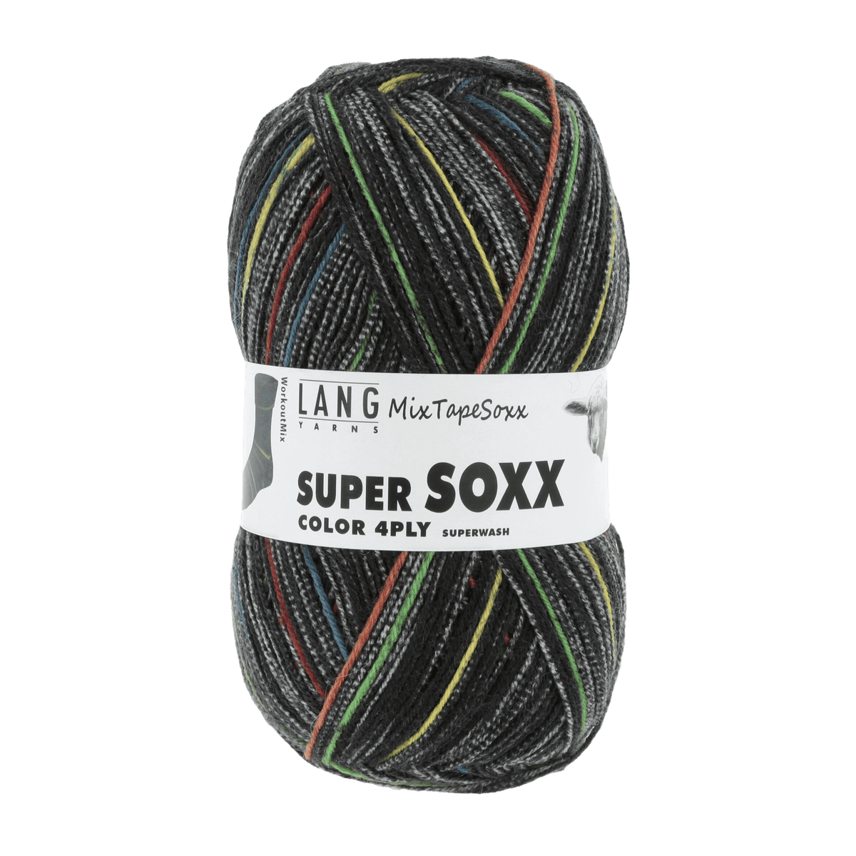 Lang Yarns Sock Yarn Black / Yellow / Brown - Workout Mix LANGYARNS | Sock Yarn | SUPER SOXX COLOUR | 4-Ply | 901