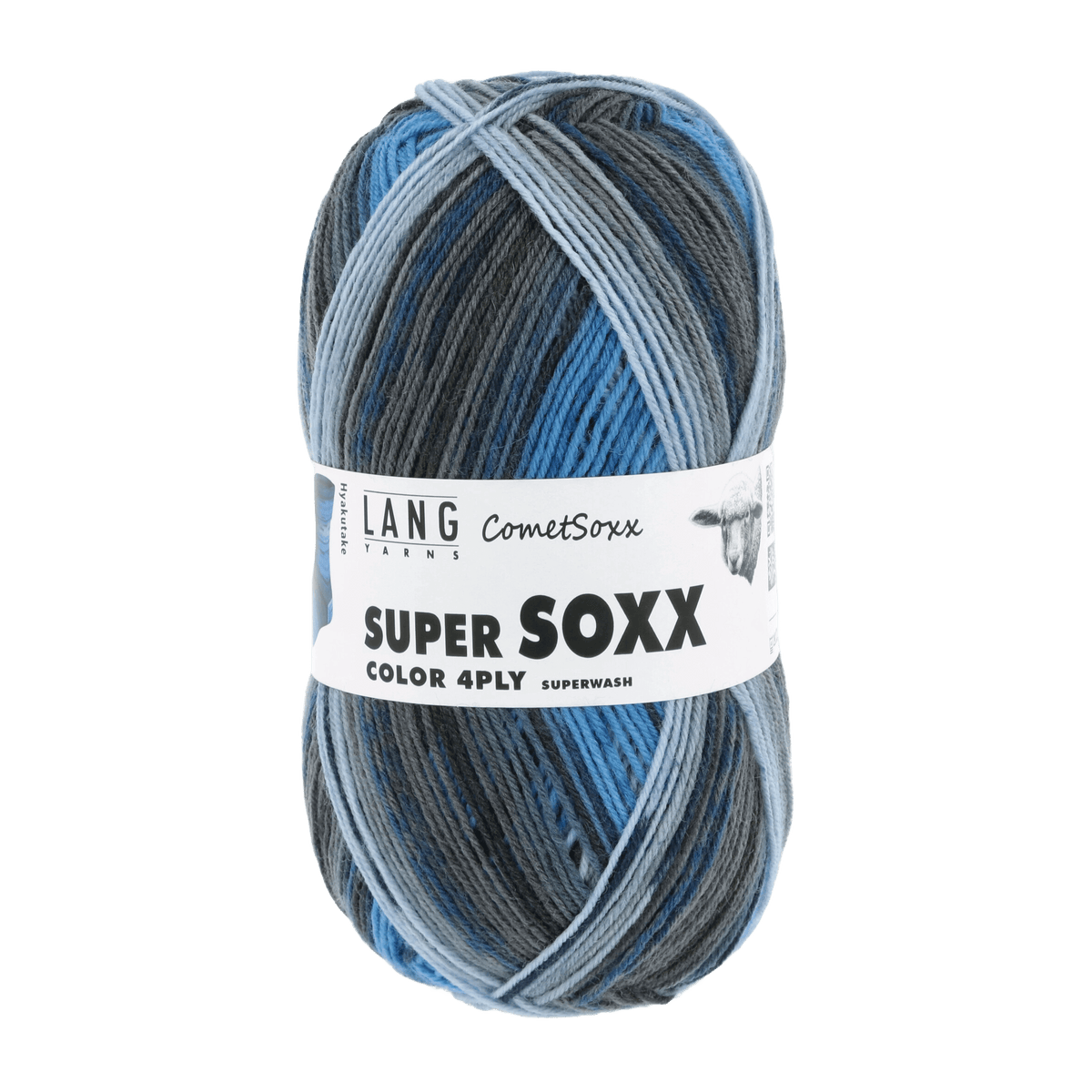 Lang Yarns Sock Yarn Blue - Hyakutake LANGYARNS | Sock Yarn | SUPER SOXX COLOUR | 4-Ply | 901