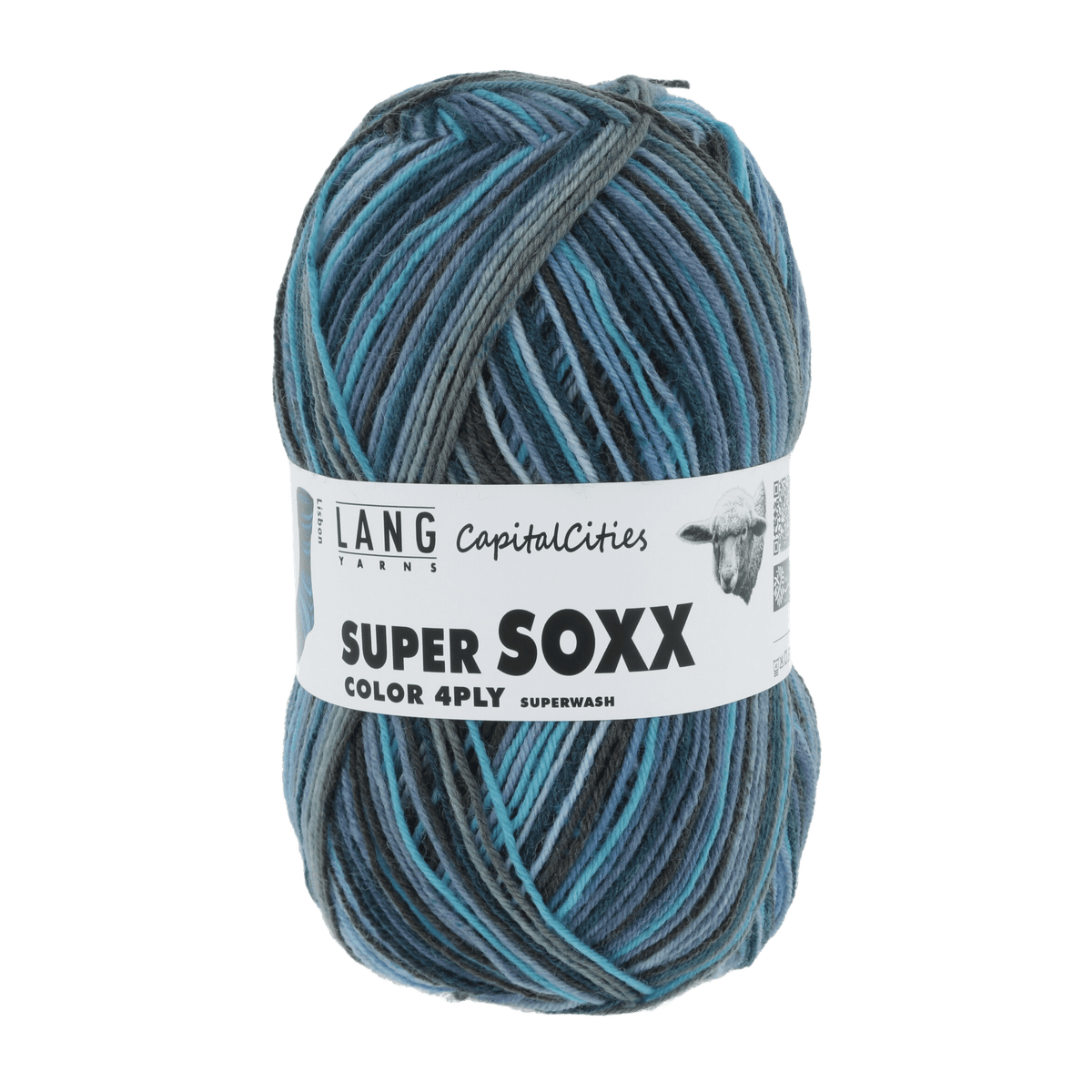 Lang Yarns Sock Yarn Blue - Lisbon LANGYARNS | Sock Yarn | SUPER SOXX COLOUR | 4-Ply | 901