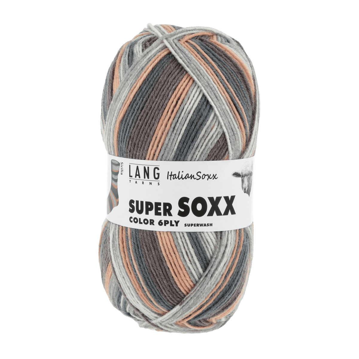 Lang Yarns Sock Yarn Blue / Salmon LANGYARNS | Sock Yarn | SUPER SOXX COLOUR | 6-Ply | 910
