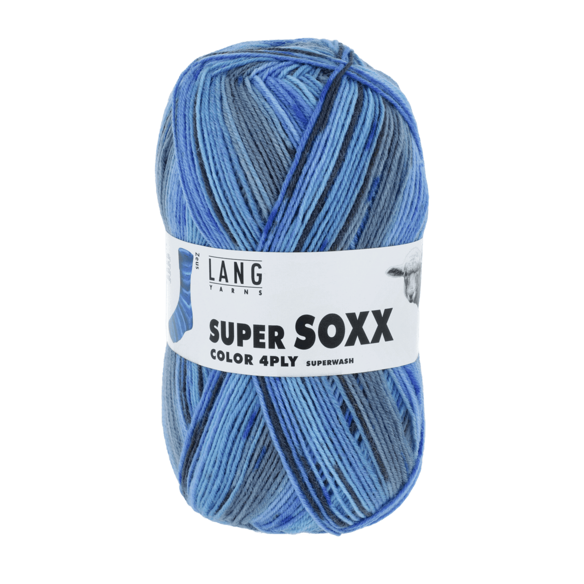 Lang Yarns Sock Yarn Blue - Zeus LANGYARNS | Sock Yarn | SUPER SOXX COLOUR | 4-Ply | 901