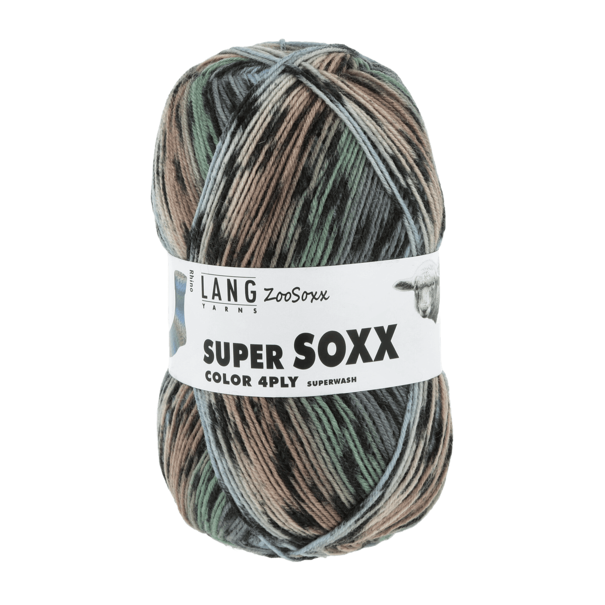 Lang Yarns Sock Yarn Brown / Green / Blue - Rhino LANGYARNS | Sock Yarn | SUPER SOXX COLOUR | 4-Ply | 901