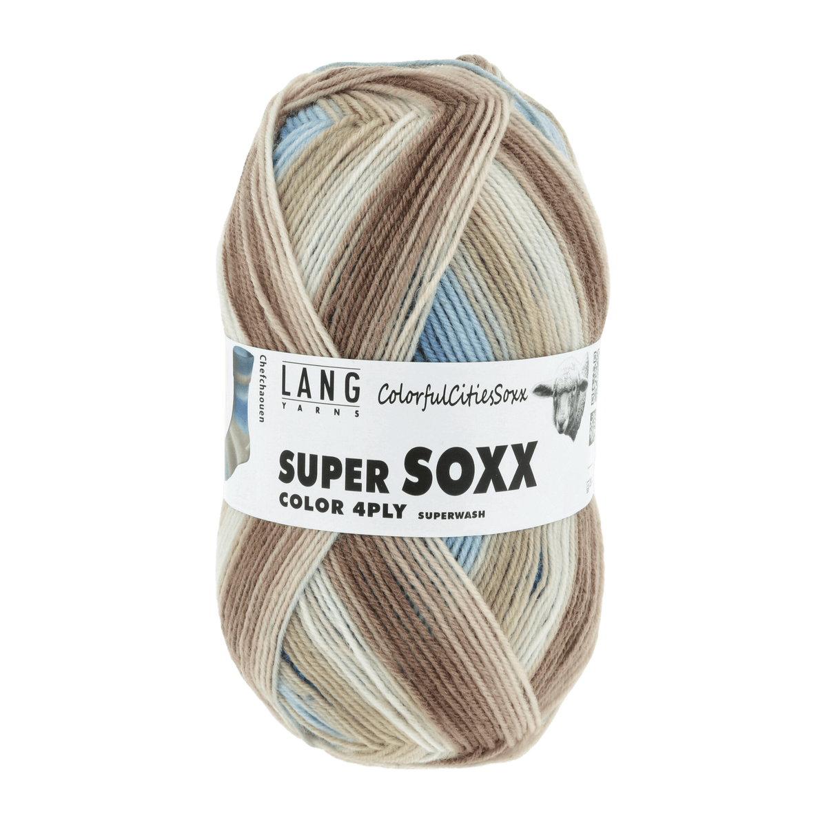 Lang Yarns Sock Yarn Brown / Petrol / Grey - Chefchaouen LANGYARNS | Sock Yarn | SUPER SOXX COLOUR | 4-Ply | 901
