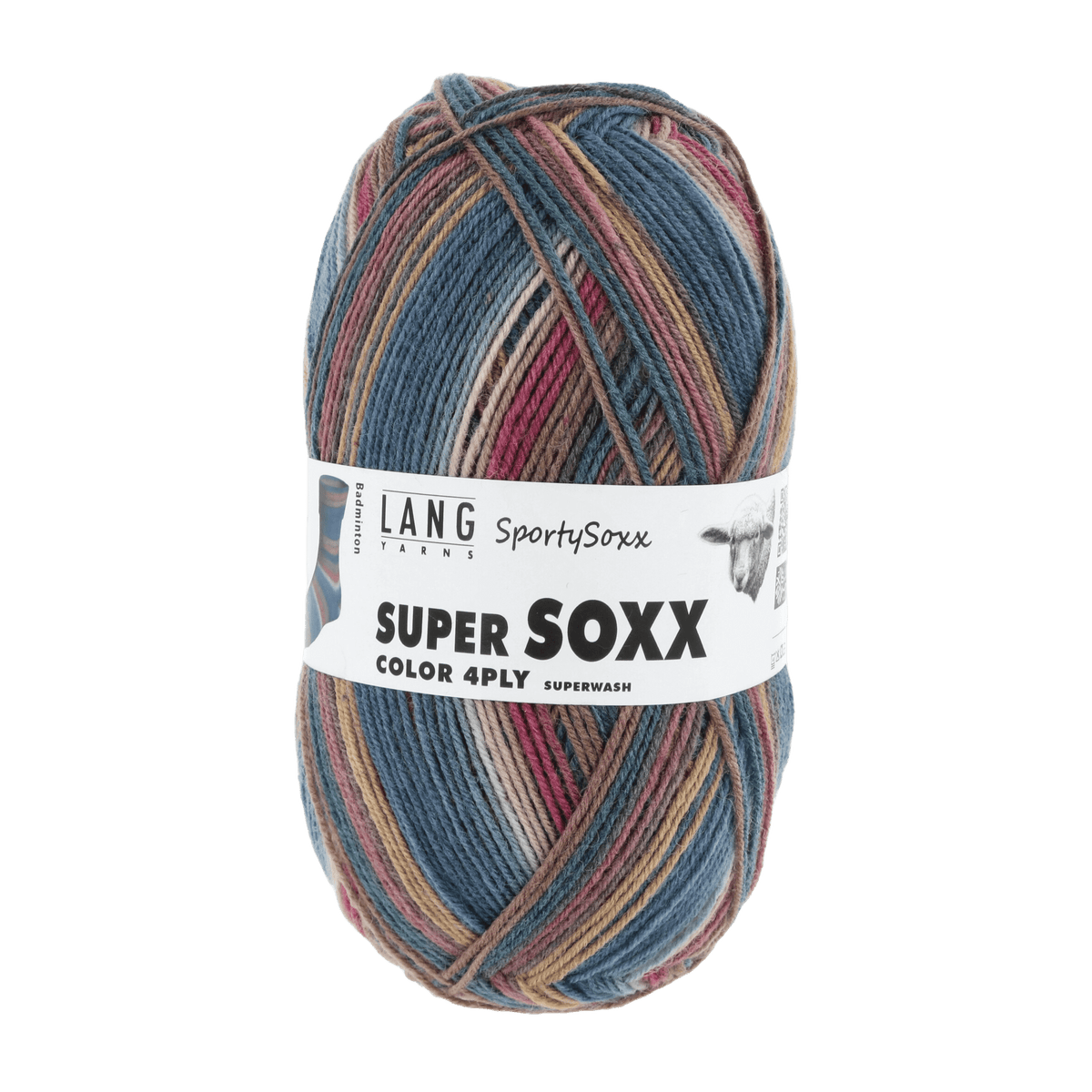 Lang Yarns Sock Yarn Dark Blue / Fuchsia / Brown - Badminton LANGYARNS | Sock Yarn | SUPER SOXX COLOUR | 4-Ply | 901