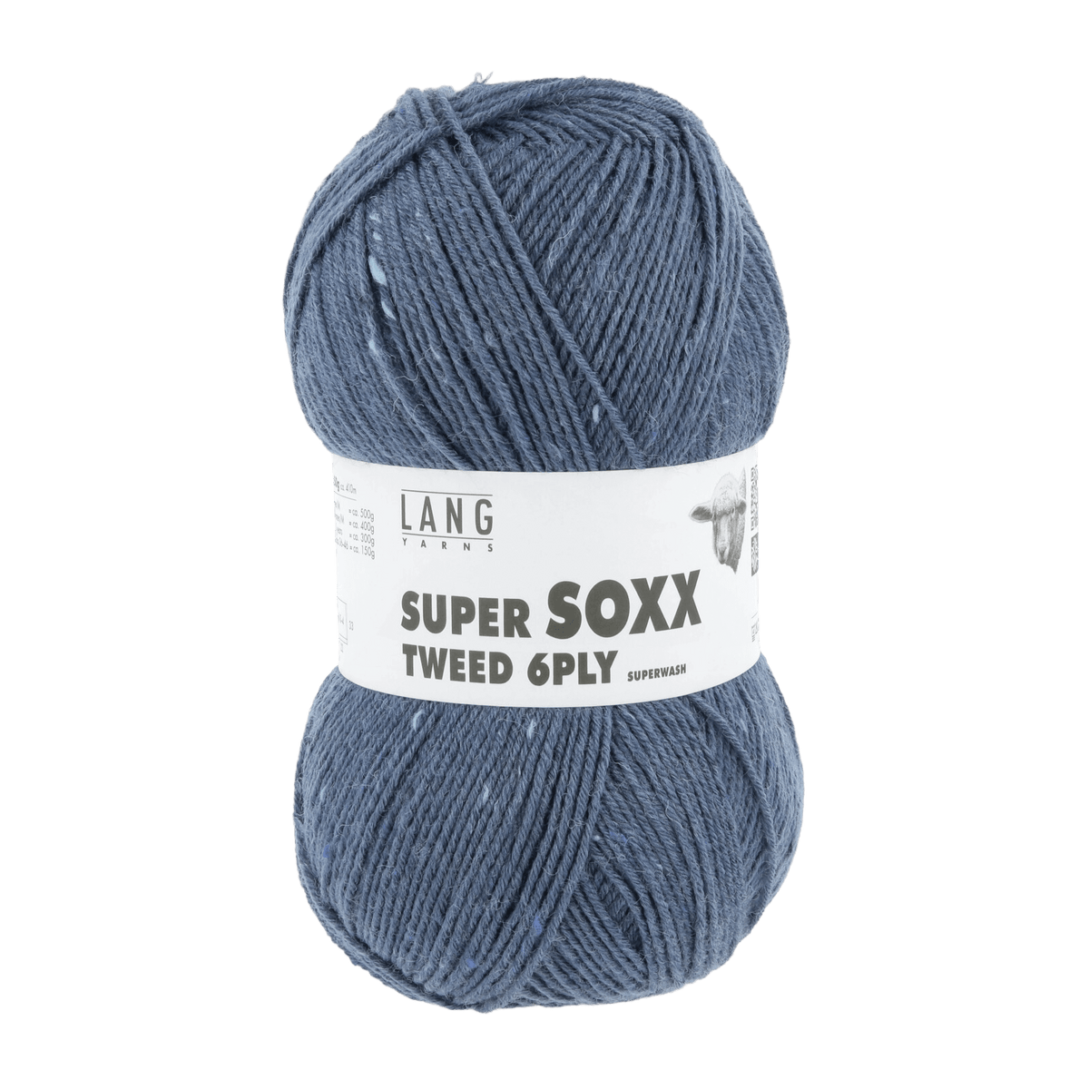 Lang Yarns Sock Yarn Dark Jeans LANGYARNS | Sock Yarn | SUPER SOXX TWEED | 6-Ply | 1137