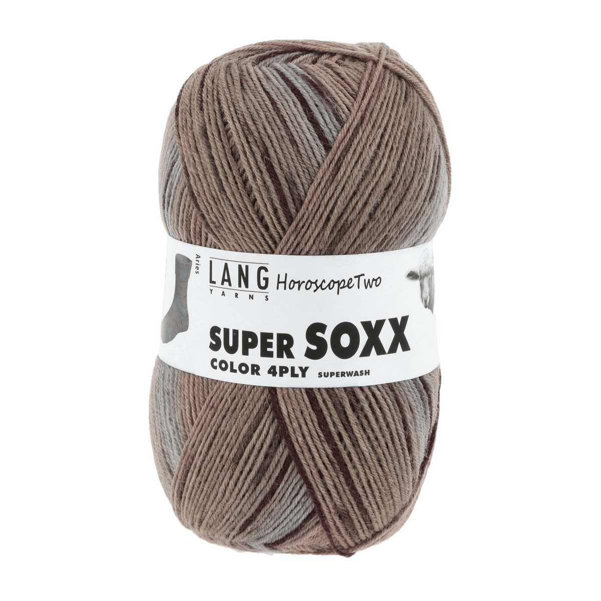 Lang Yarns Sock Yarn Dusky Pink / Light Brown - Aries LANGYARNS | Sock Yarn | SUPER SOXX COLOUR | 4-Ply | 901