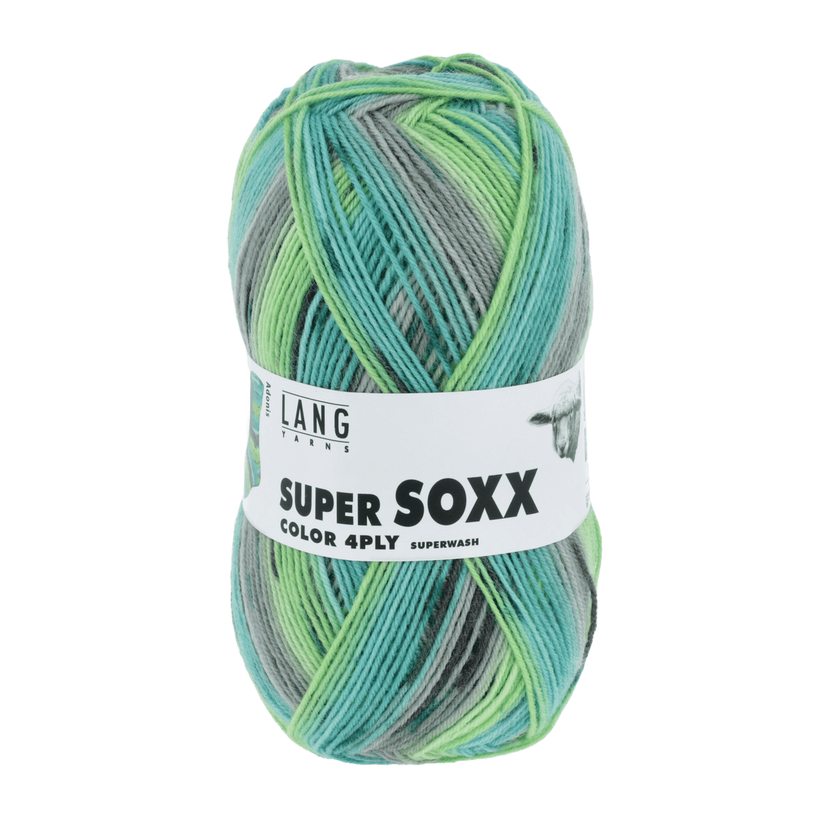 Lang Yarns Sock Yarn Greeen - Adonis LANGYARNS | Sock Yarn | SUPER SOXX COLOUR | 4-Ply | 901
