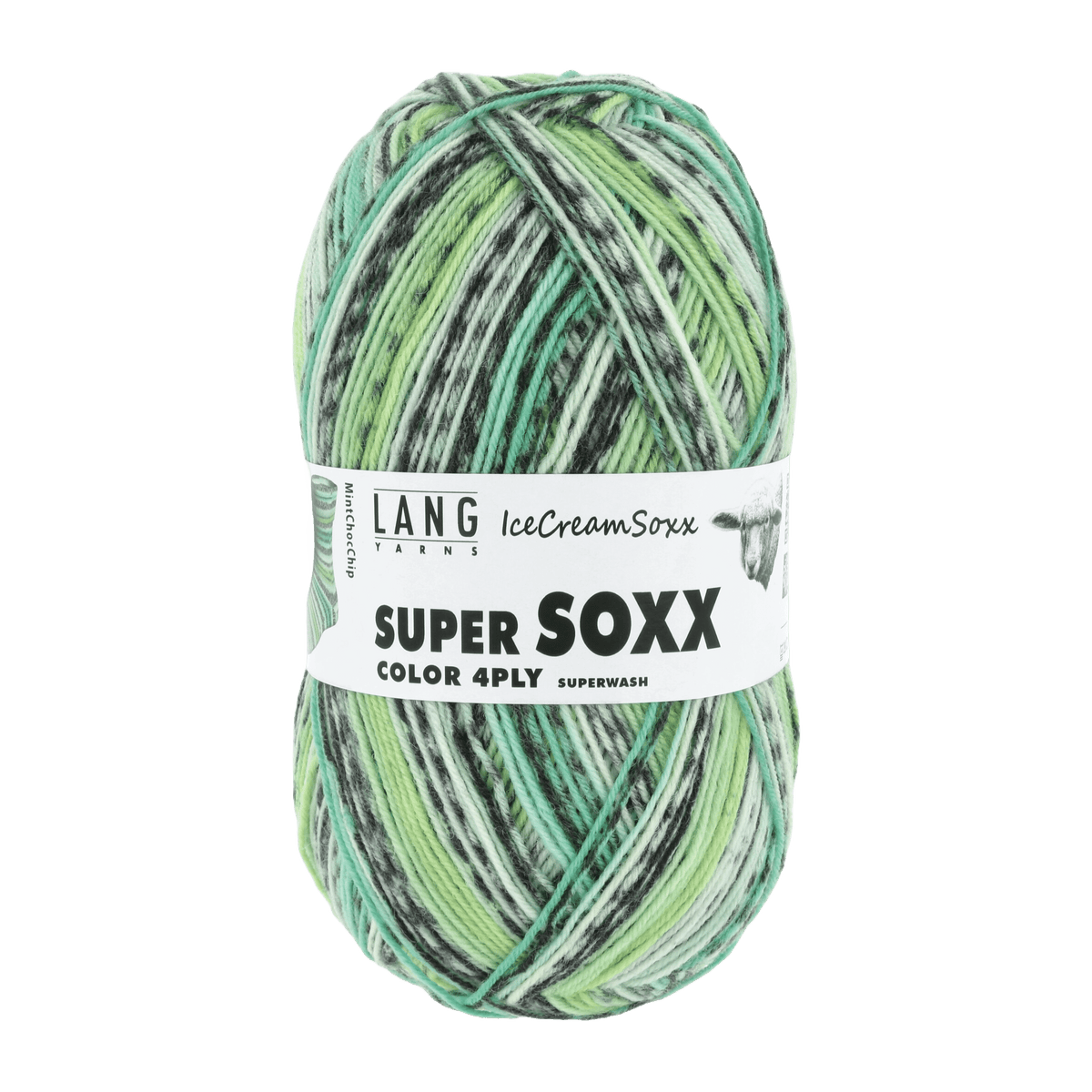 Lang Yarns Sock Yarn Green - Mint Choc Chip LANGYARNS | Sock Yarn | SUPER SOXX COLOUR | 4-Ply | 901