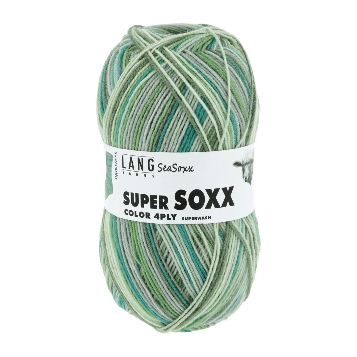 Lang Yarns Sock Yarn Green - South Pacific LANGYARNS | Sock Yarn | SUPER SOXX COLOUR | 4-Ply | 901