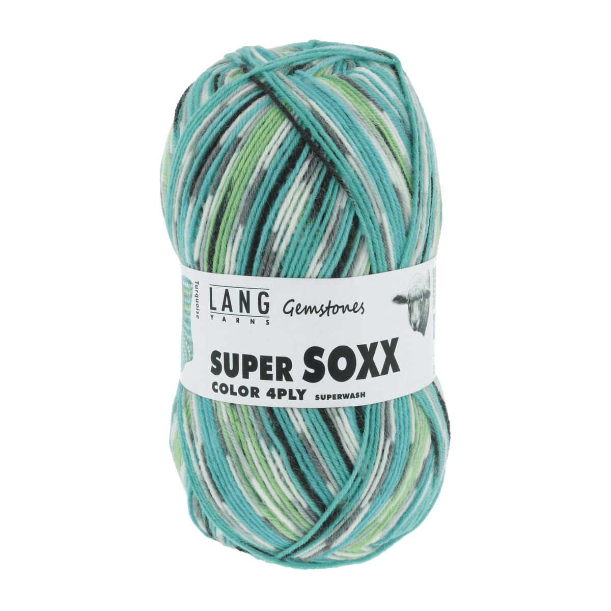 Lang Yarns Sock Yarn Green - Turquoise LANGYARNS | Sock Yarn | SUPER SOXX COLOUR | 4-Ply | 901
