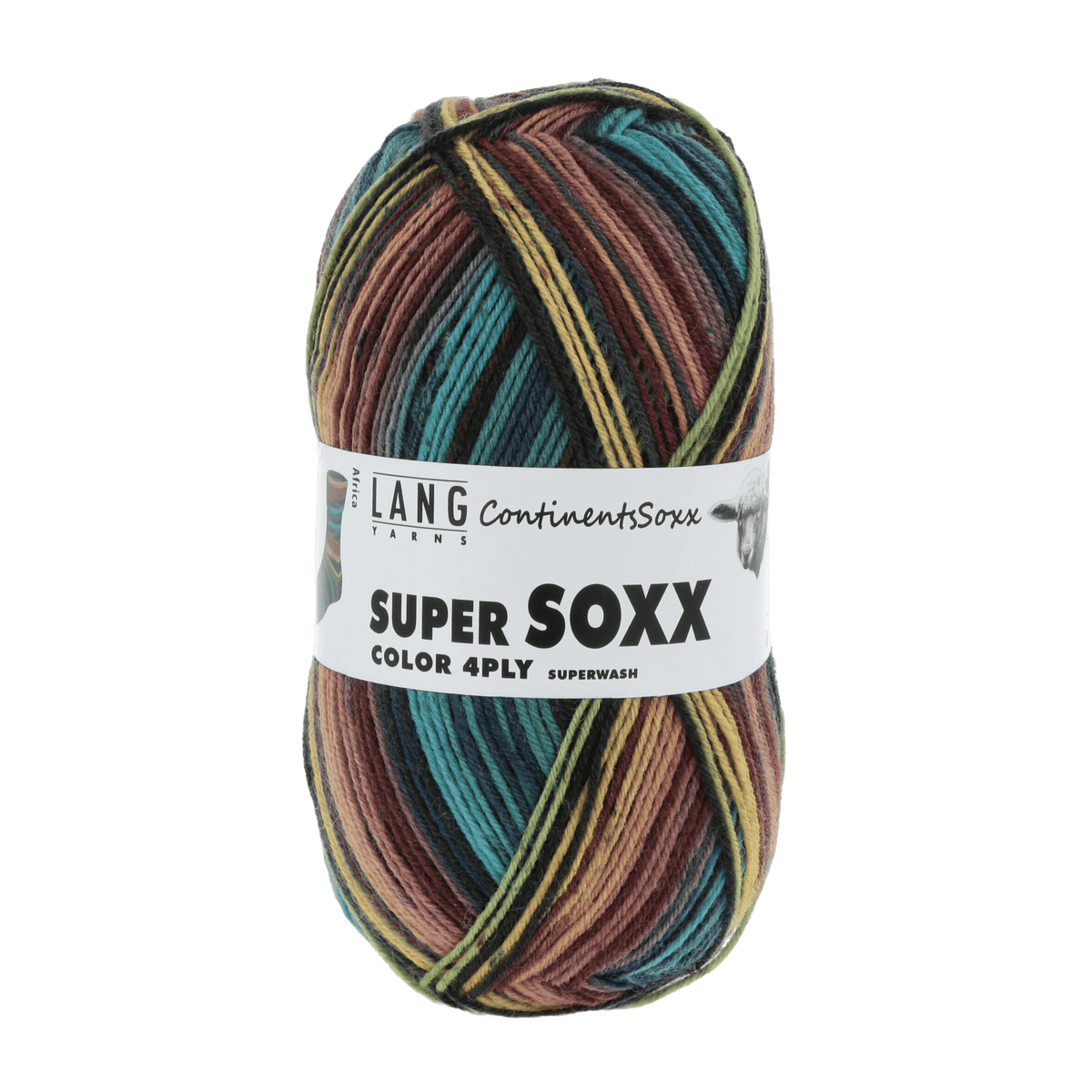 Lang Yarns Sock Yarn Green / Yellow / Blue - Africa LANGYARNS | Sock Yarn | SUPER SOXX COLOUR | 4-Ply | 901