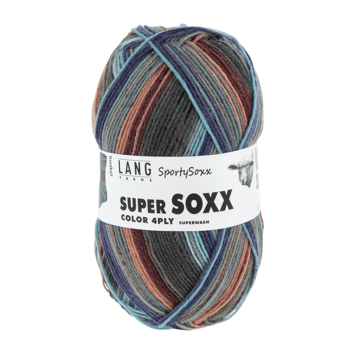 Lang Yarns Sock Yarn Grey / Blue / Orange - Handball LANGYARNS | Sock Yarn | SUPER SOXX COLOUR | 4-Ply | 901