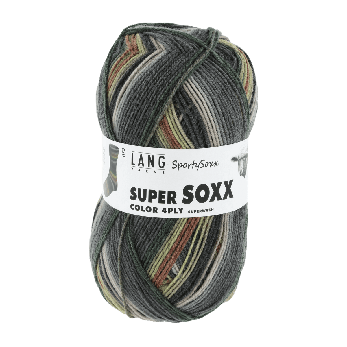 Lang Yarns Sock Yarn Grey / Brown / Green - Golf LANGYARNS | Sock Yarn | SUPER SOXX COLOUR | 4-Ply | 901