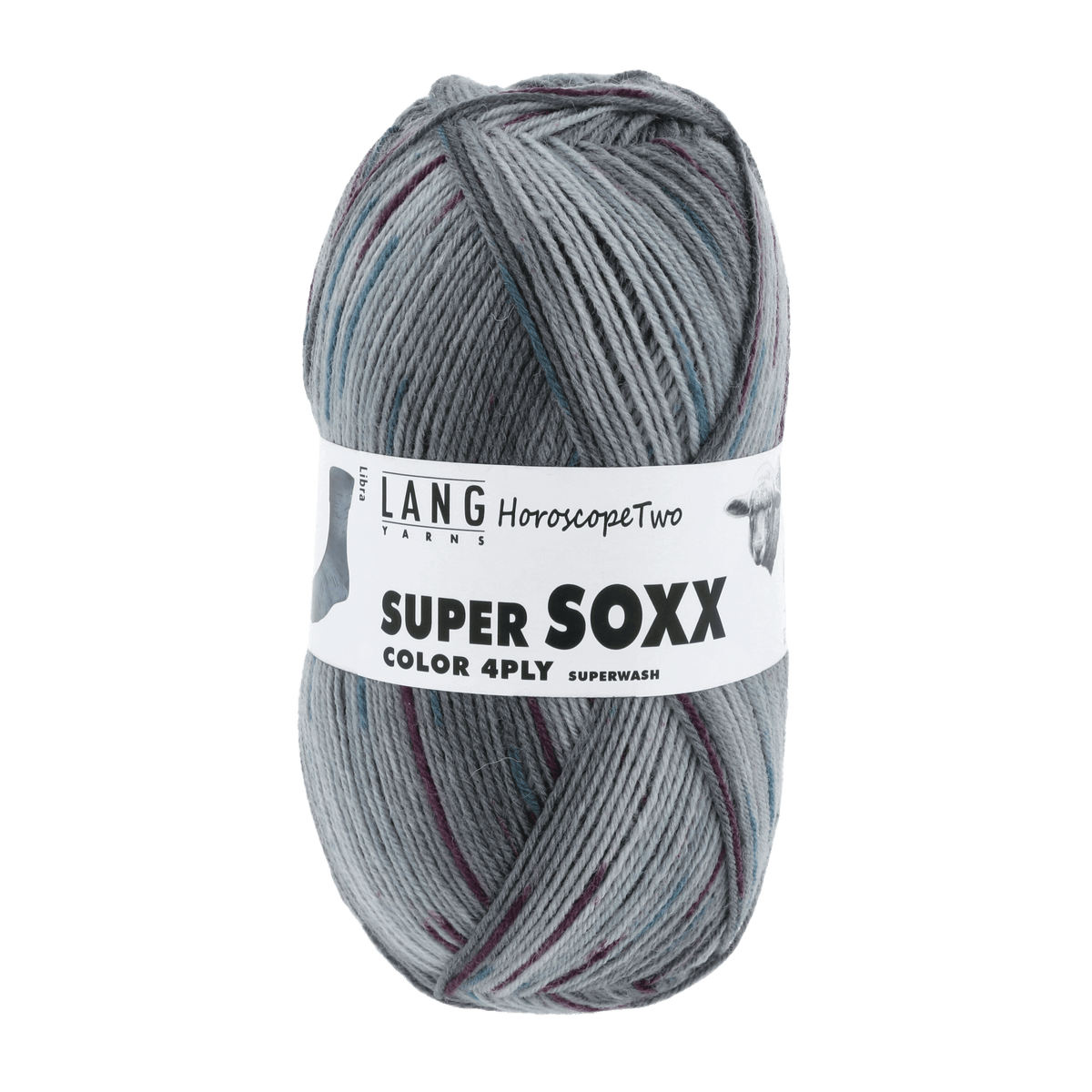 Lang Yarns Sock Yarn Grey - Libra LANGYARNS | Sock Yarn | SUPER SOXX COLOUR | 4-Ply | 901