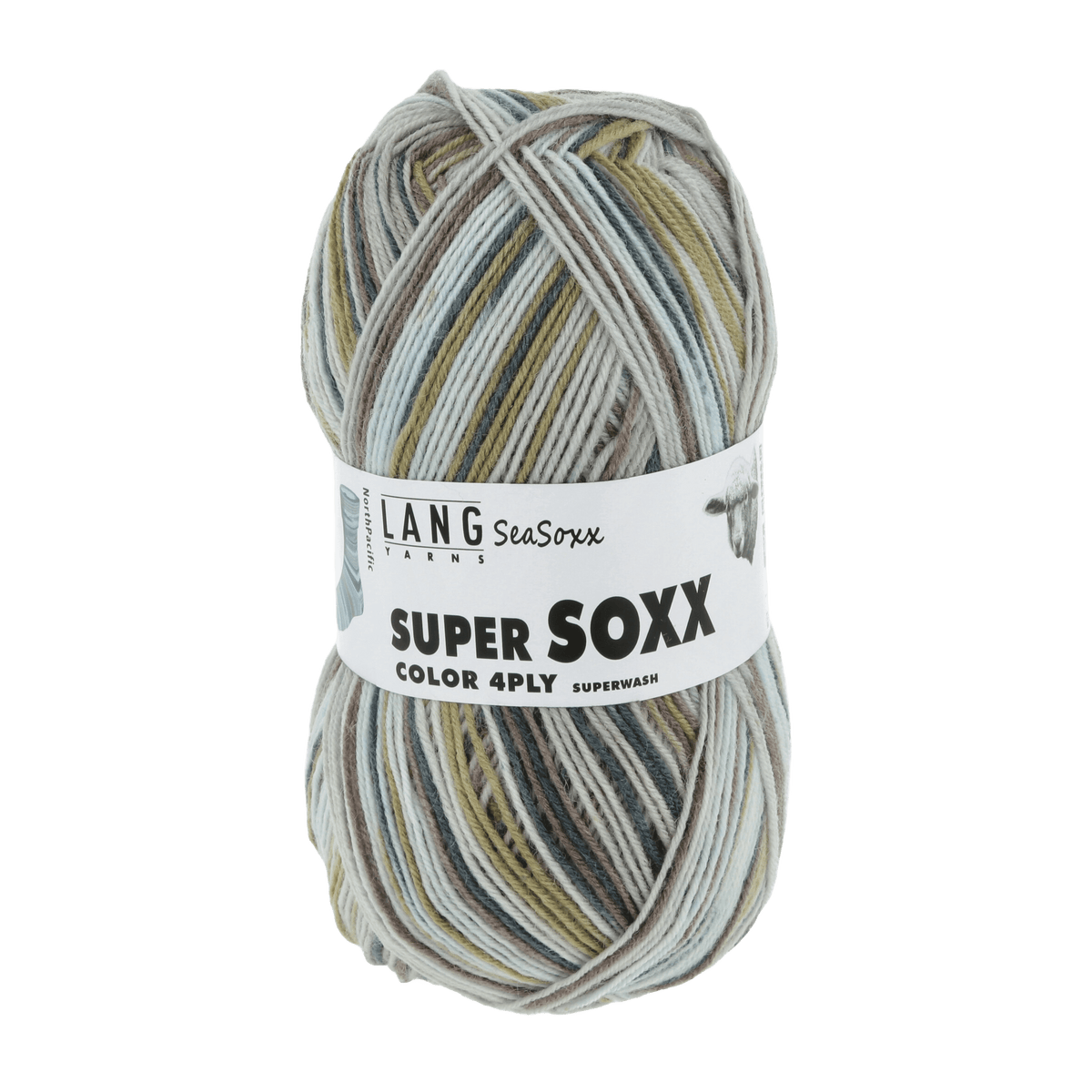 Lang Yarns Sock Yarn Grey / Olive - North Pacific LANGYARNS | Sock Yarn | SUPER SOXX COLOUR | 4-Ply | 901