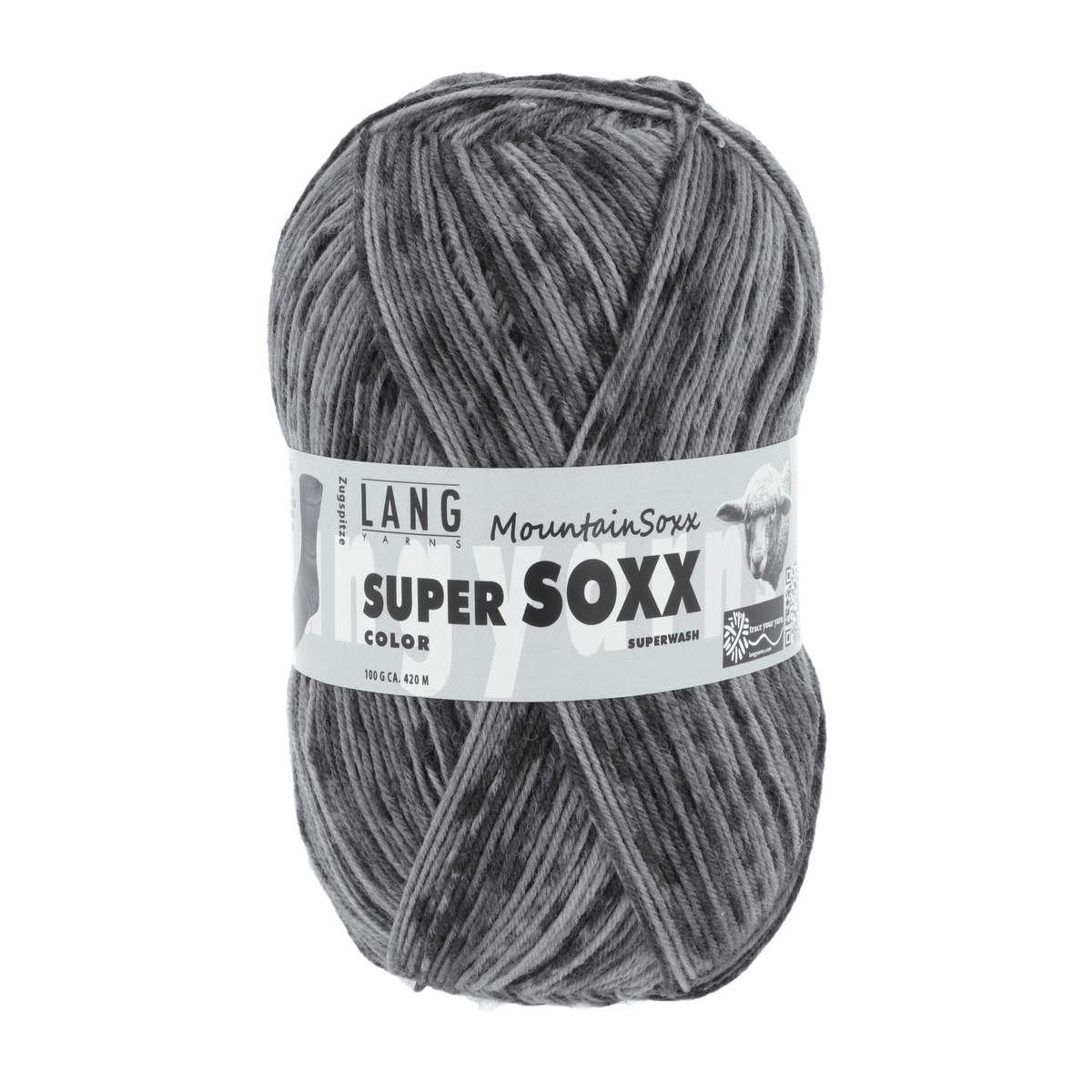 Lang Yarns Sock Yarn Grey - Zugspitze LANGYARNS | Sock Yarn | SUPER SOXX COLOUR | 4-Ply | 901