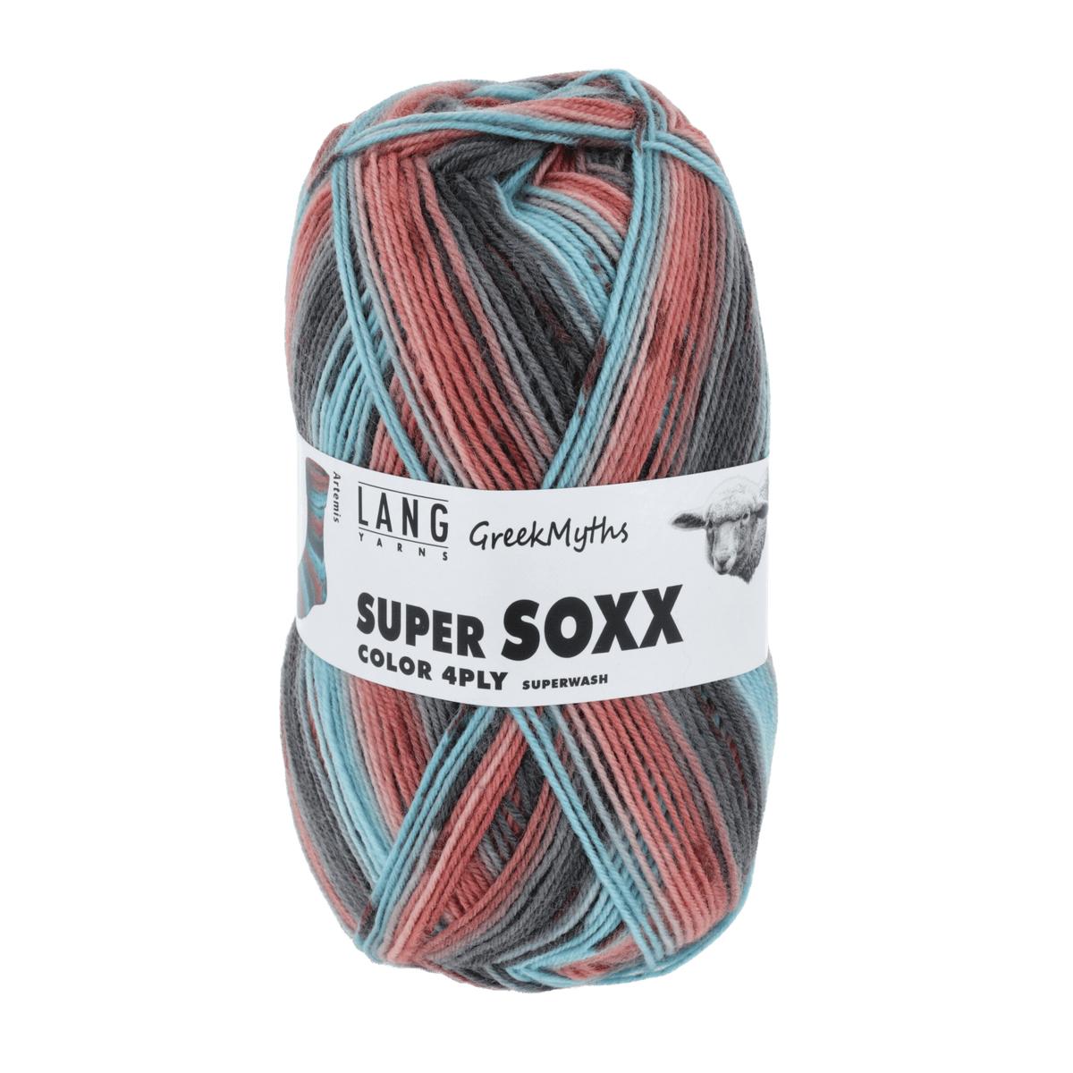 Lang Yarns Sock Yarn Light Blue / Coral - Artemis LANGYARNS | Sock Yarn | SUPER SOXX COLOUR | 4-Ply | 901