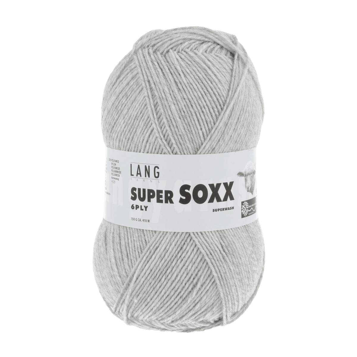 Lang Yarns Sock Yarn Light Grey Mélange LANGYARNS | Sock Yarn | SUPER SOXX | 6-Ply | 907
