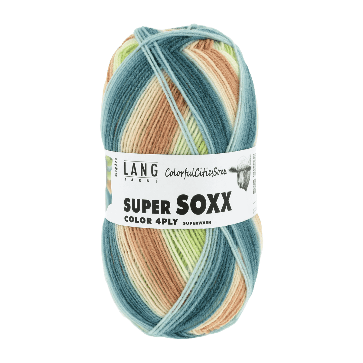 Lang Yarns Sock Yarn Lime / Petrol / Beige - Key West LANGYARNS | Sock Yarn | SUPER SOXX COLOUR | 4-Ply | 901