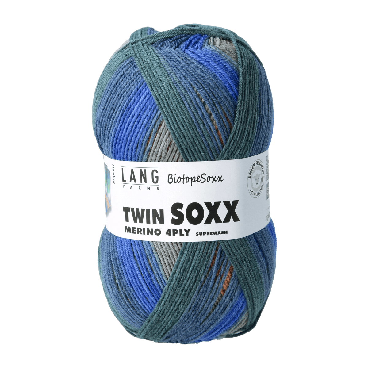 Lang Yarns Sock Yarn Meadow | Turquoise / Lilac / Orange LANGYARNS | Twin Soxx Merino | 4 PLY | 948