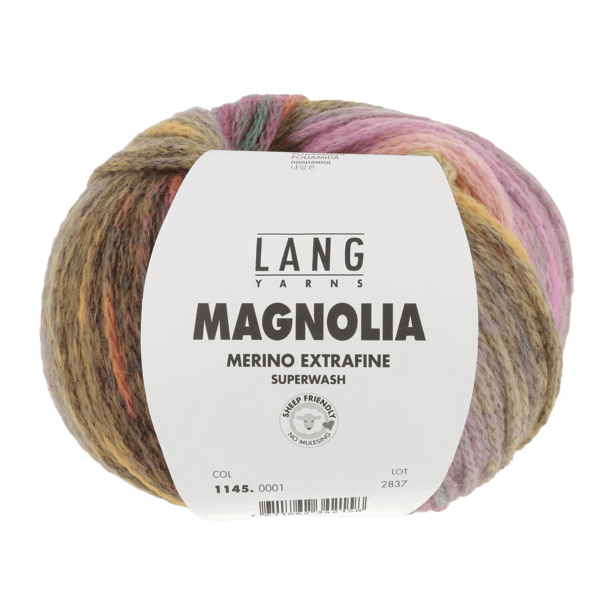 Lang Yarns Sock Yarn Mustard Yellow / Grey / Fuchsia LANGYARNS | Magnolia | Worsted | 1145