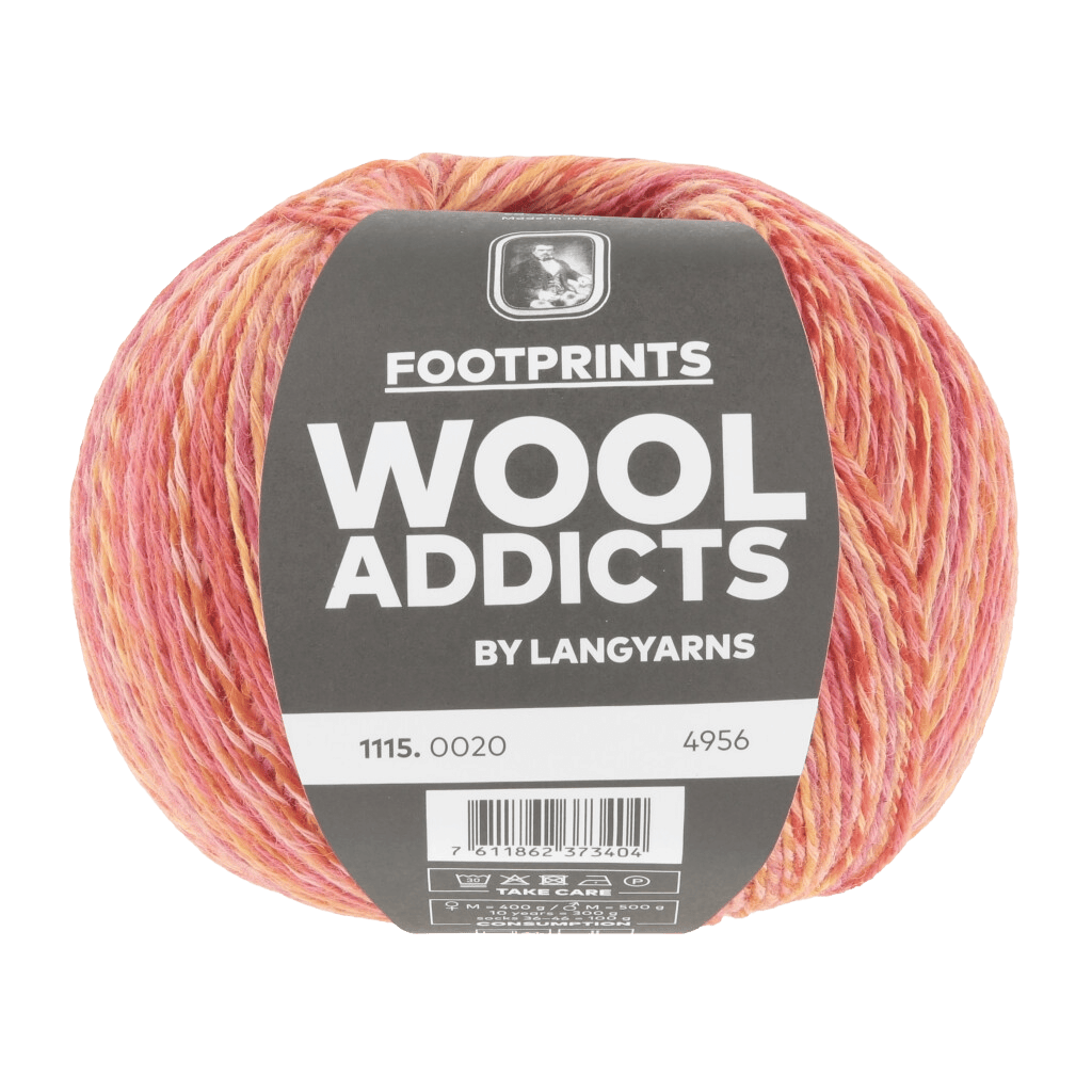 Lang Yarns Sock Yarn Orange / Pink / Berry LANG YARNS | WOOL ADDICTS | Sock Yarn | FOOTPRINTS | 4-Ply | 1115