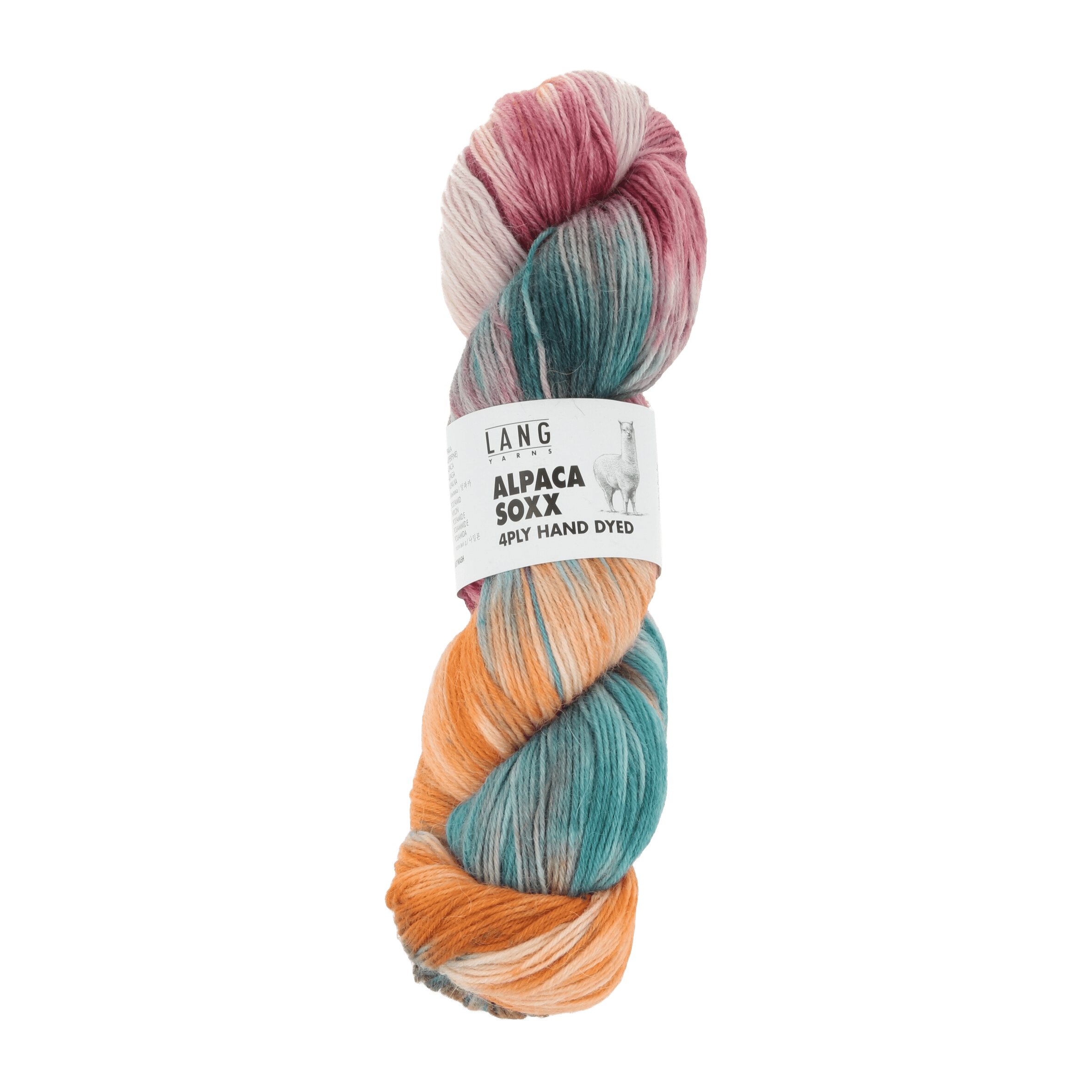 Lang Yarns Sock Yarn Orange / Turquoise / Rose LANGYARNS | Sock Yarn | Alpaca Soxx | 4-Ply | Hand-Dyed | 1132