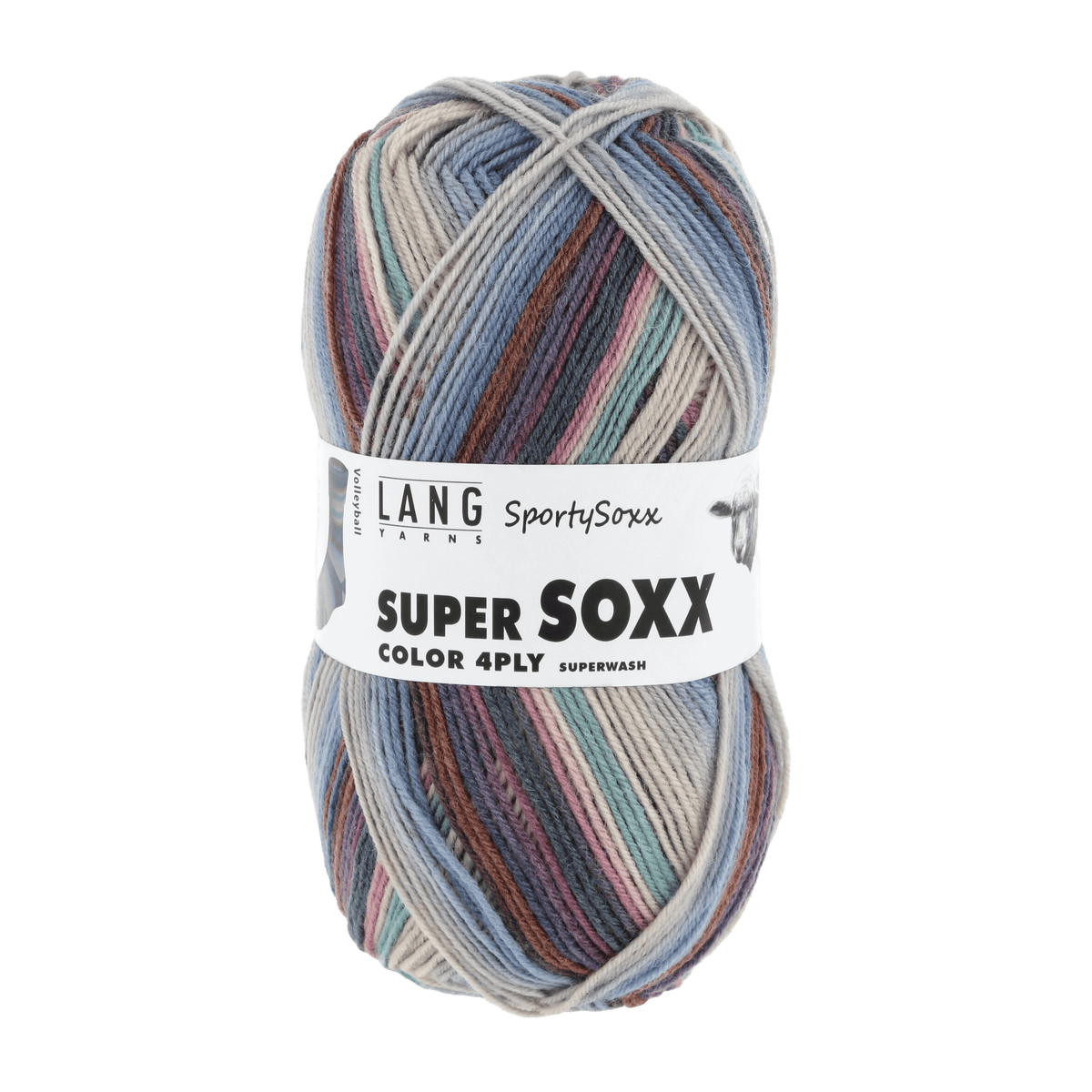 Lang Yarns Sock Yarn Salmon / Lilac / Brown - Volleyball LANGYARNS | Sock Yarn | SUPER SOXX COLOUR | 4-Ply | 901