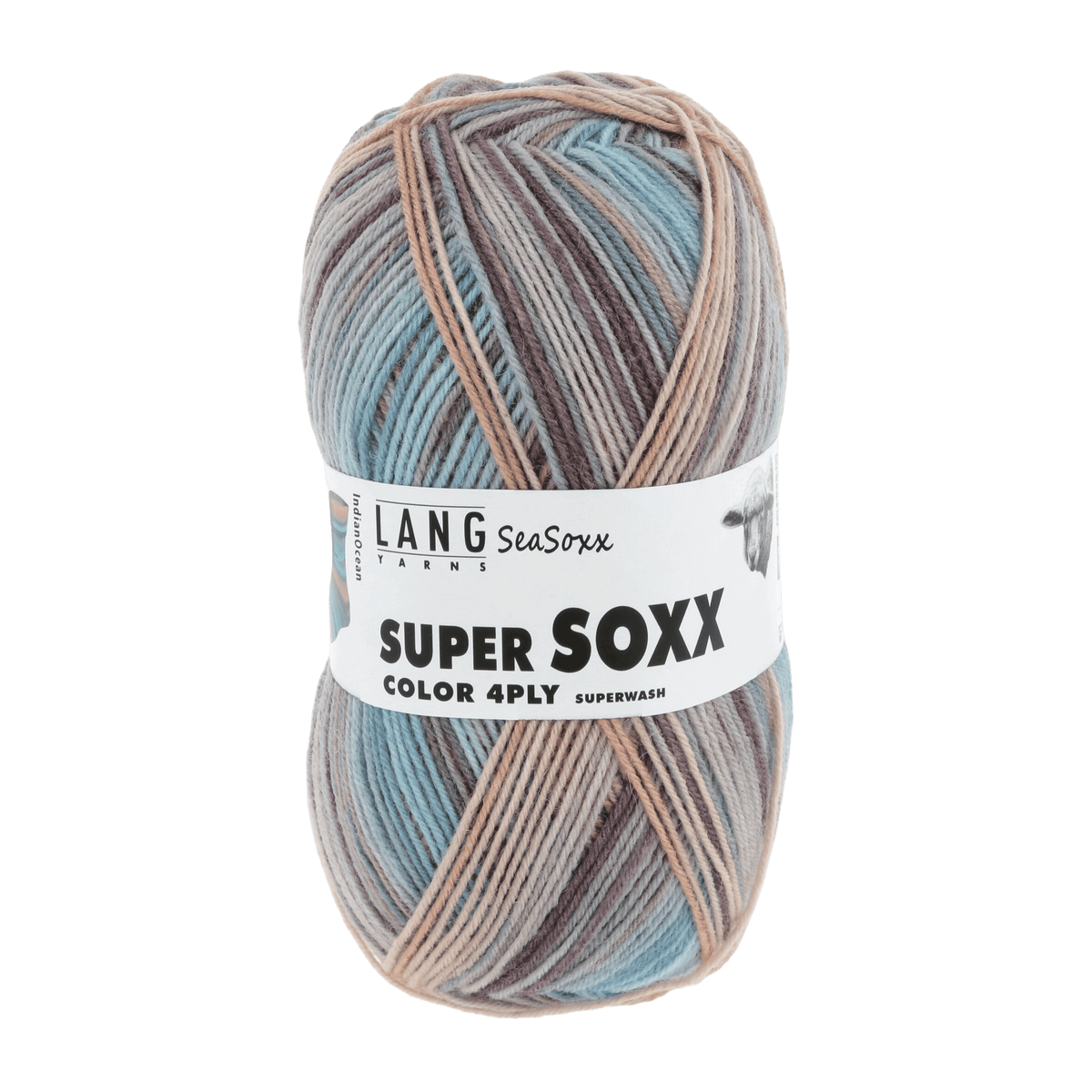 Lang Yarns Sock Yarn Salmon / Mint - Indian LANGYARNS | Sock Yarn | SUPER SOXX COLOUR | 4-Ply | 901