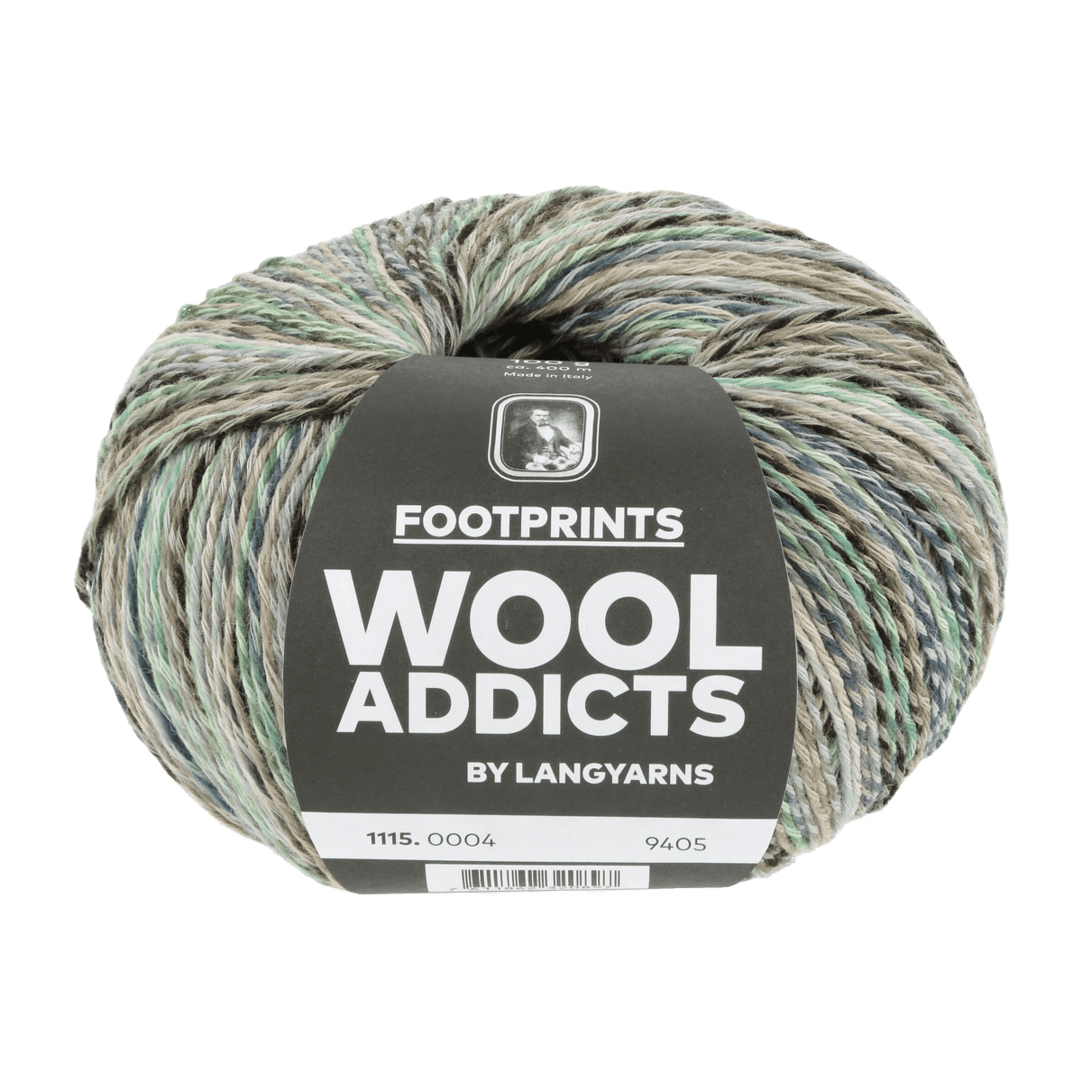 Lang Yarns Sock Yarn Turquoise / Brown / Blue LANGYARNS | WOOL ADDICTS | Sock Yarn | FOOTPRINTS | 4-Ply | 1115
