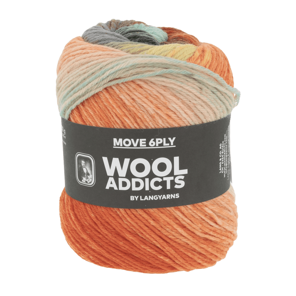 Lang Yarns Sock Yarn Turquoise / Orange / Yellow LANGYARNS | WOOLADDICTS | Sock Yarn | MOVE | 6-Ply | 1146