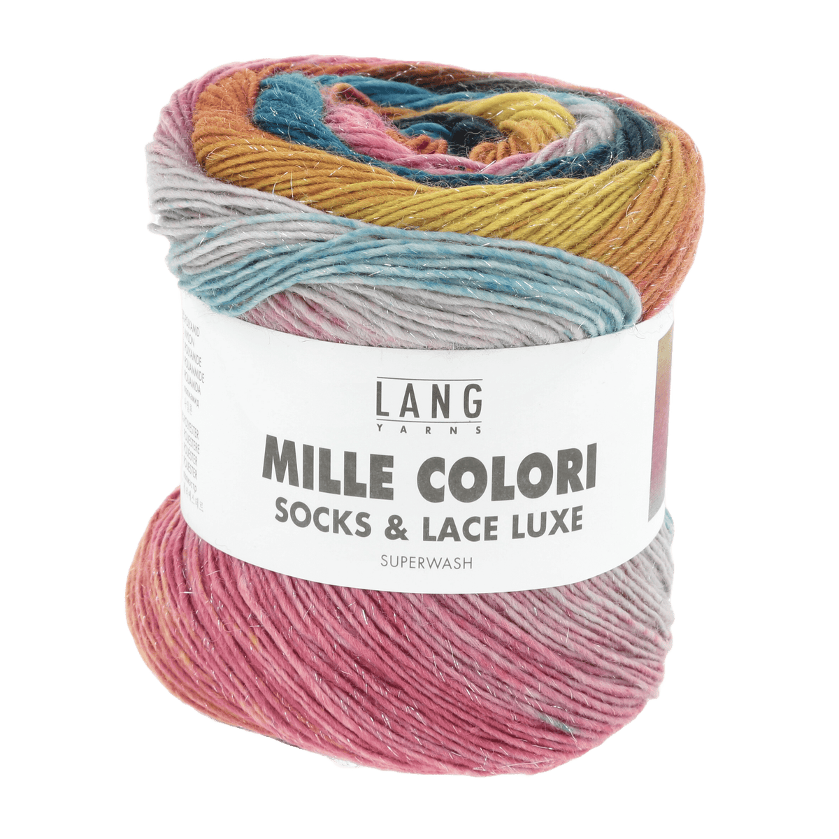 Lang Yarns Sock Yarn Turquoise / Pink / Yellow LANGYARNS | Sock Yarn | MILLE COLORI SOCKS & LACE LUXE | 859