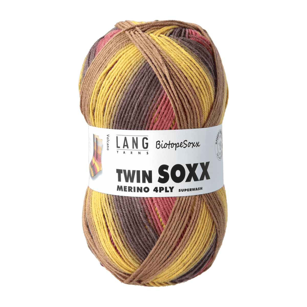 Lang Yarns Sock Yarn Volcano | Orange / Rose / Yellow LANGYARNS | Twin Soxx Merino | 4 PLY | 948