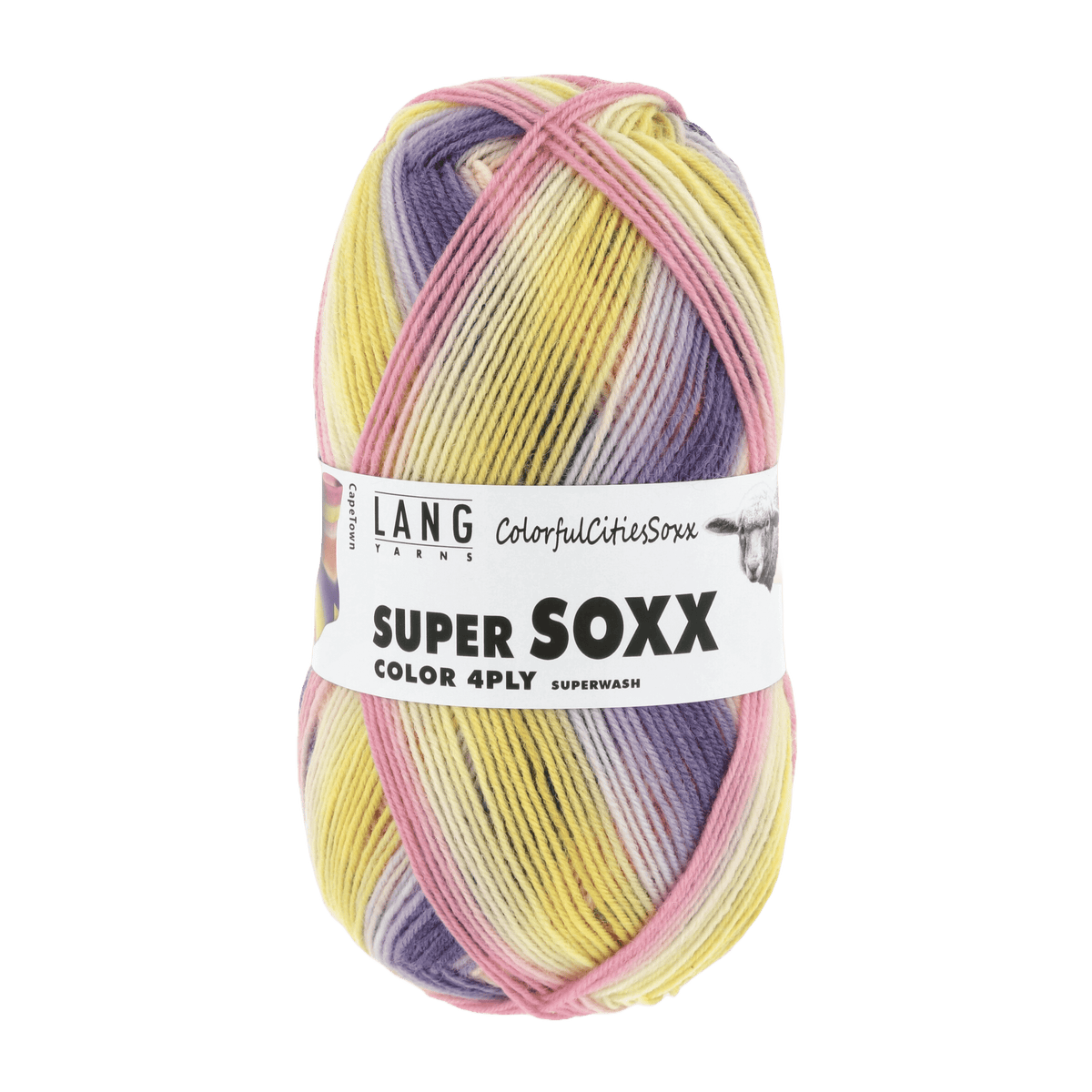 Lang Yarns Sock Yarn Yellow / Lilac / Orange / Rose - Cape Town LANGYARNS | Sock Yarn | SUPER SOXX COLOUR | 4-Ply | 901