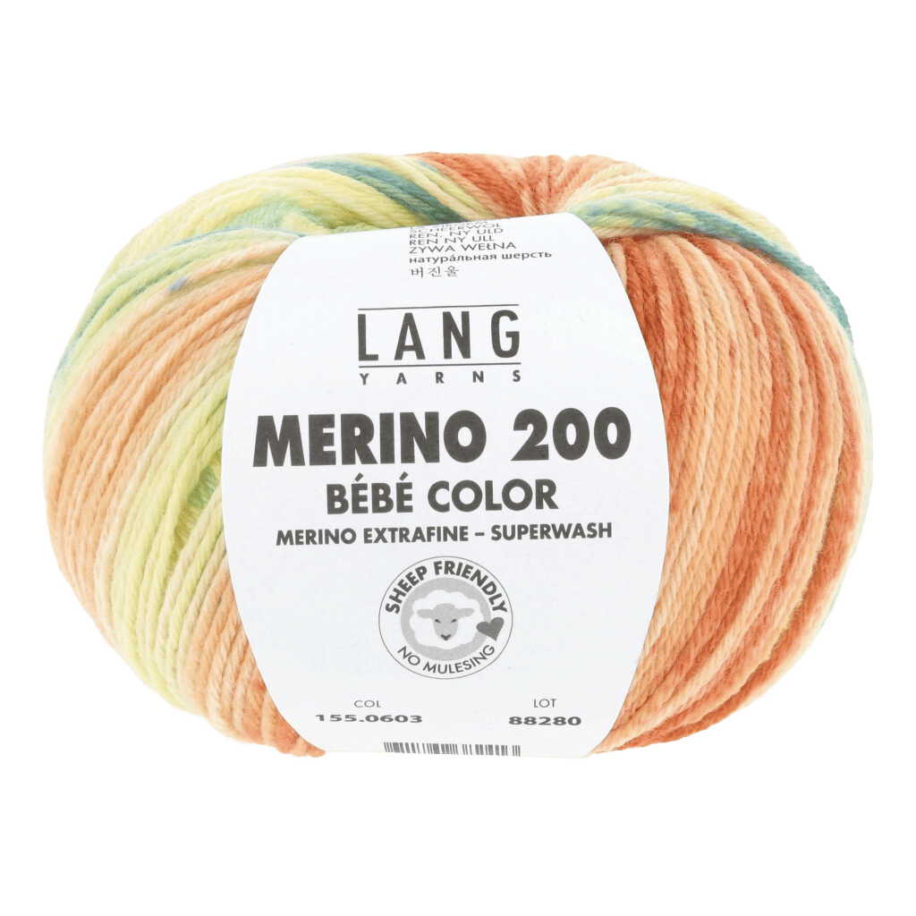 LANGYARNS Baby Wool Yellow / Melon / Turquoise LANGYARNS | Merino 200 Bébé Colour | 4 Ply | 155