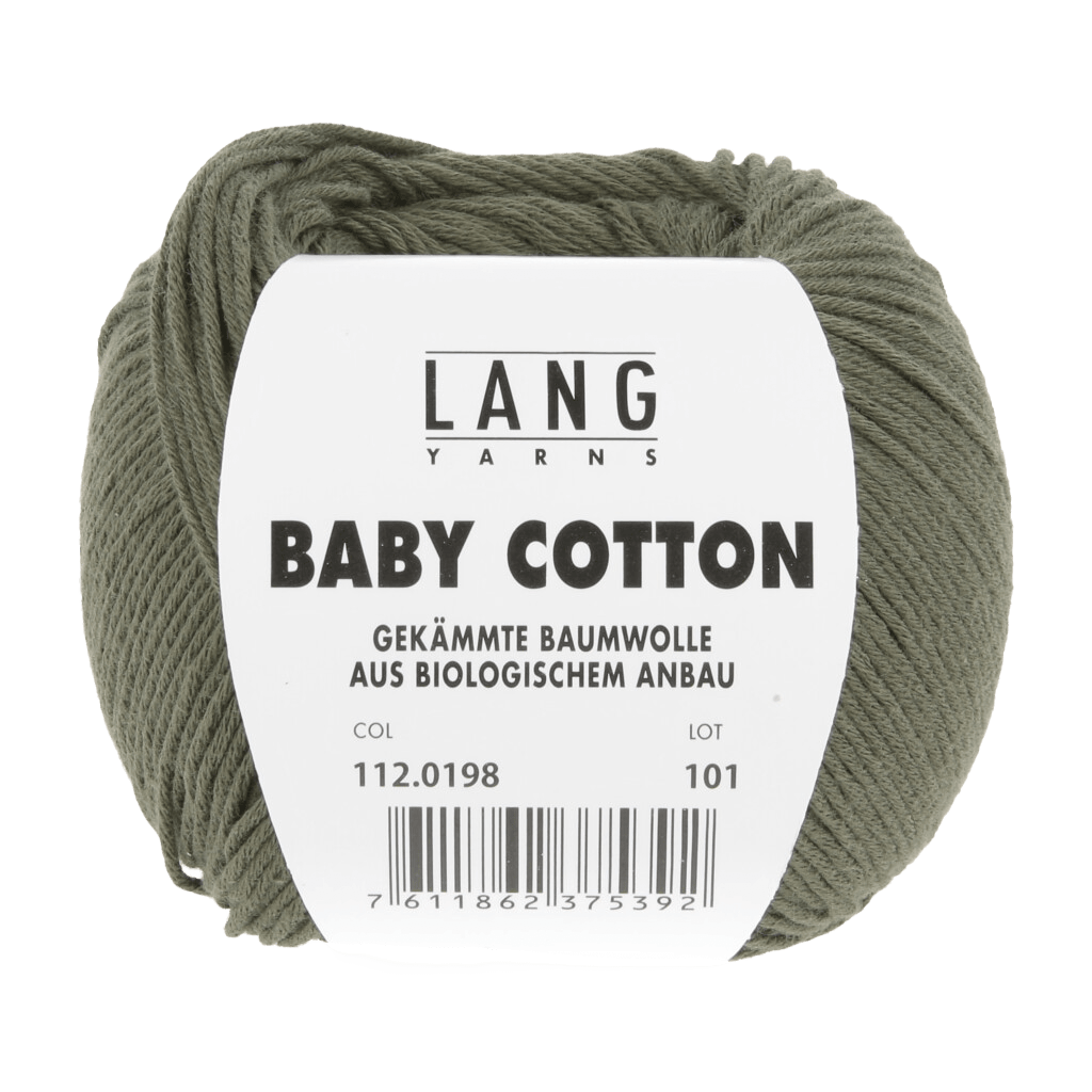 LANGYARNS Knitting Pattern 56 - 2 balls / DARK OLIVE 112.0198 Sweater Pattern Bundle in BABY COTTON by LANGYARNS | Punto 36-001