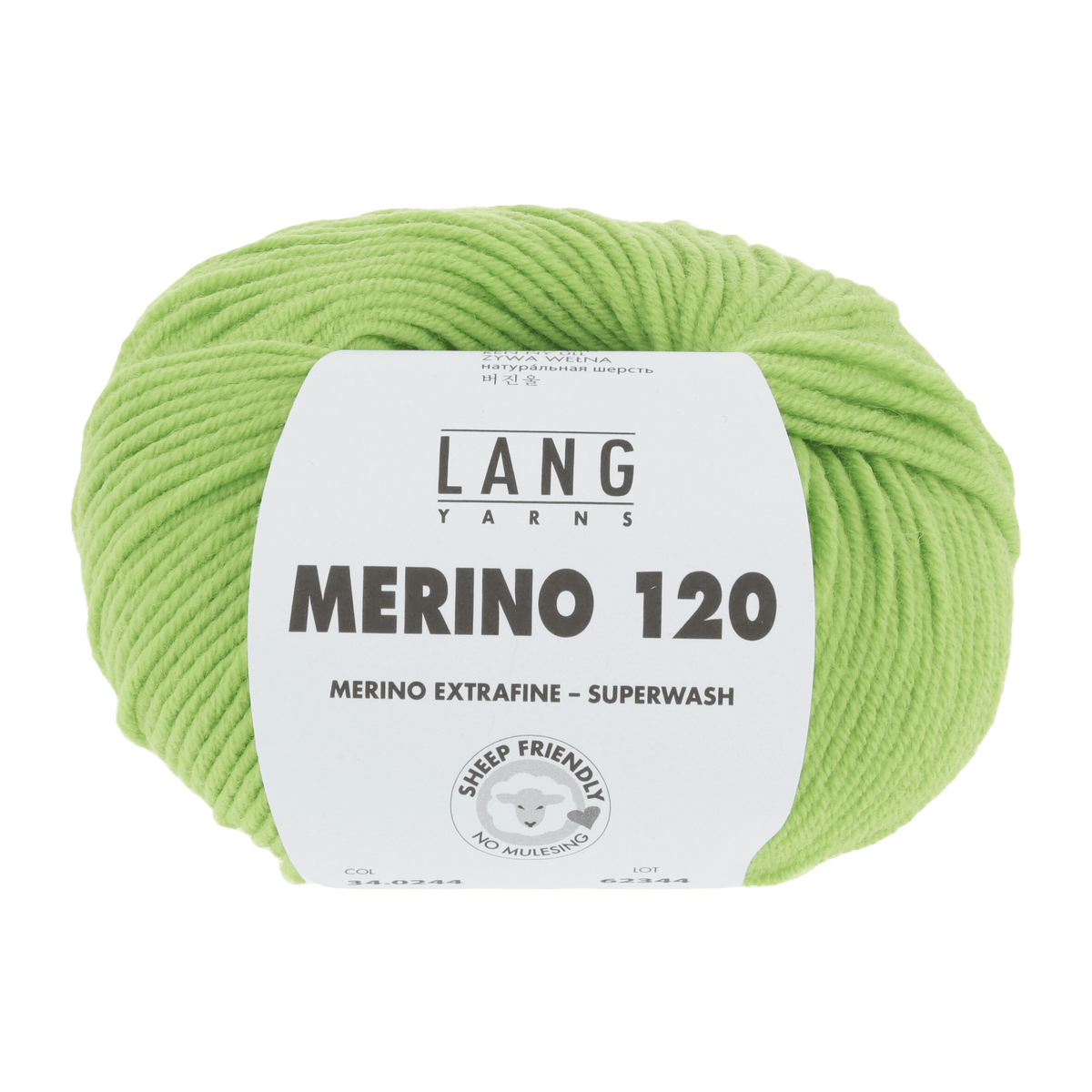LANGYARNS Knitting Pattern Small - 12 balls / lime 34.0244 ASHLEY Sweater Pattern Bundle in Merino 120 by LANGYARNS | Fatto a Mano 286-081