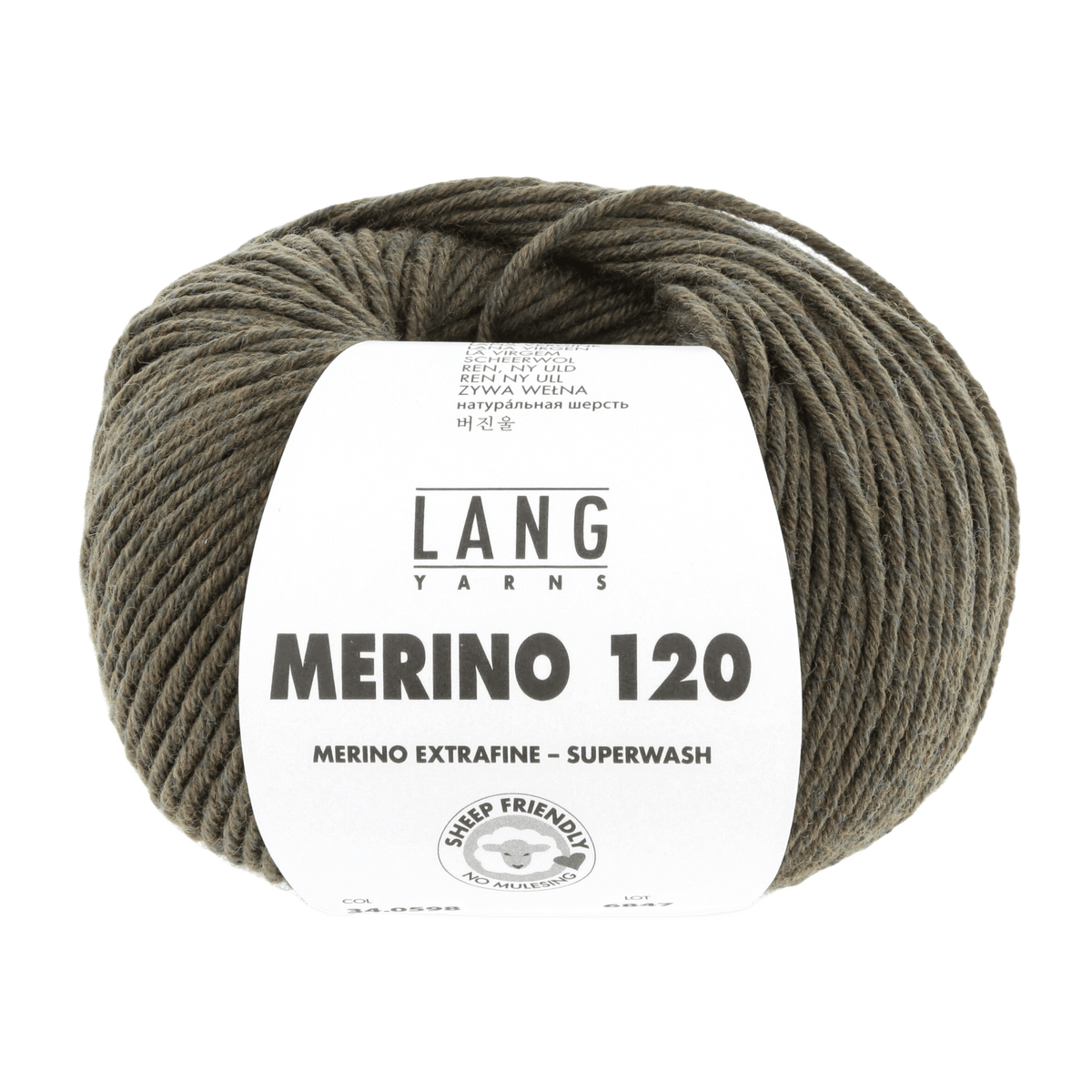LANGYARNS Knitting Pattern Small - 13 balls / olive mélange 34.0598 COREY Cardigan Pattern Bundle in Merino 120 by LANGYARNS | Fatto a Mano 282-048