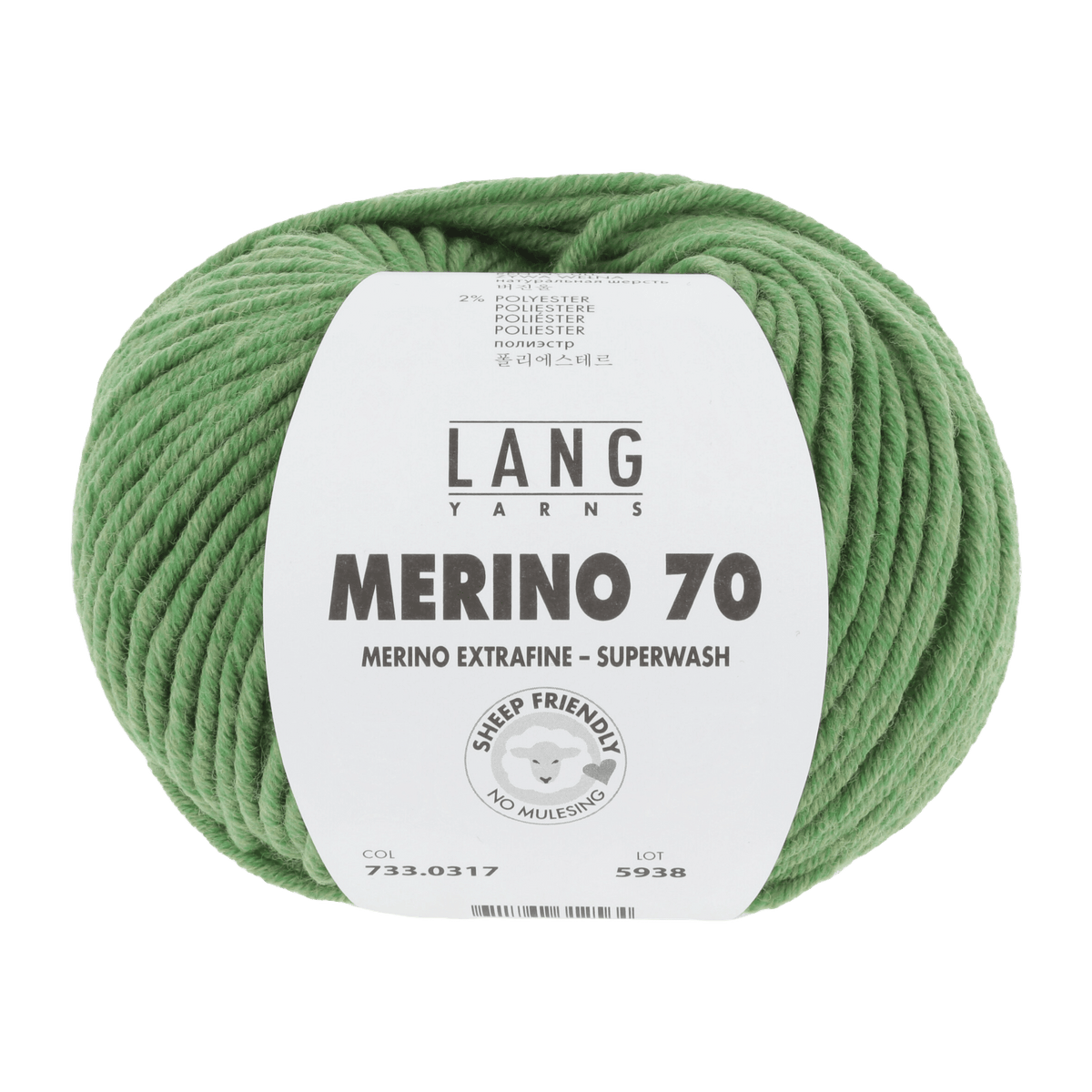 LANGYARNS Knitting Pattern Small-Medium - 12 balls / green mélange 733.0317 Sweater Pattern Bundle in MERINO 70 by LANGYARNS | Punto 55-007