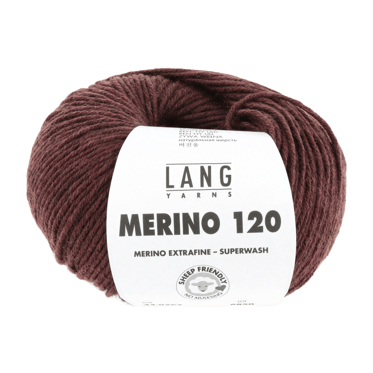 LANGYARNS Knitting Pattern Small-Medium - 14 balls / burgundy mélange 34.0262 Roll-neck pullover Pattern Bundle in MERINO 120 by LANGYARNS | Punto 55-011