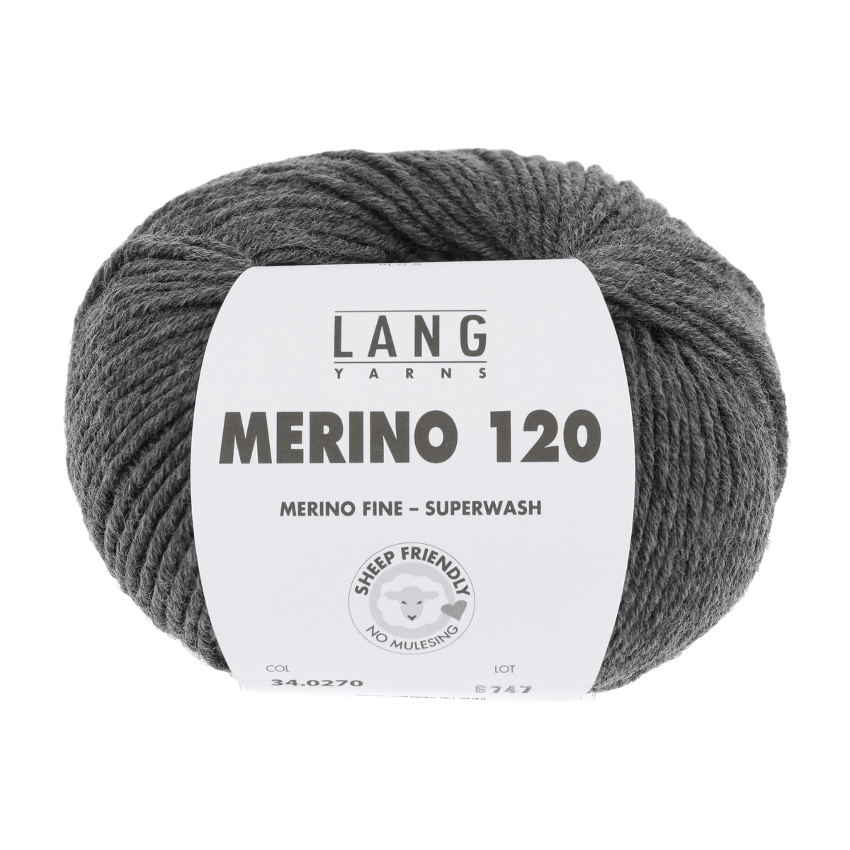 LANGYARNS Knitting Pattern Small-Medium - 14 balls / dark grey mélange 34.0270 Roll-neck pullover Pattern Bundle in MERINO 120 by LANGYARNS | Punto 55-011