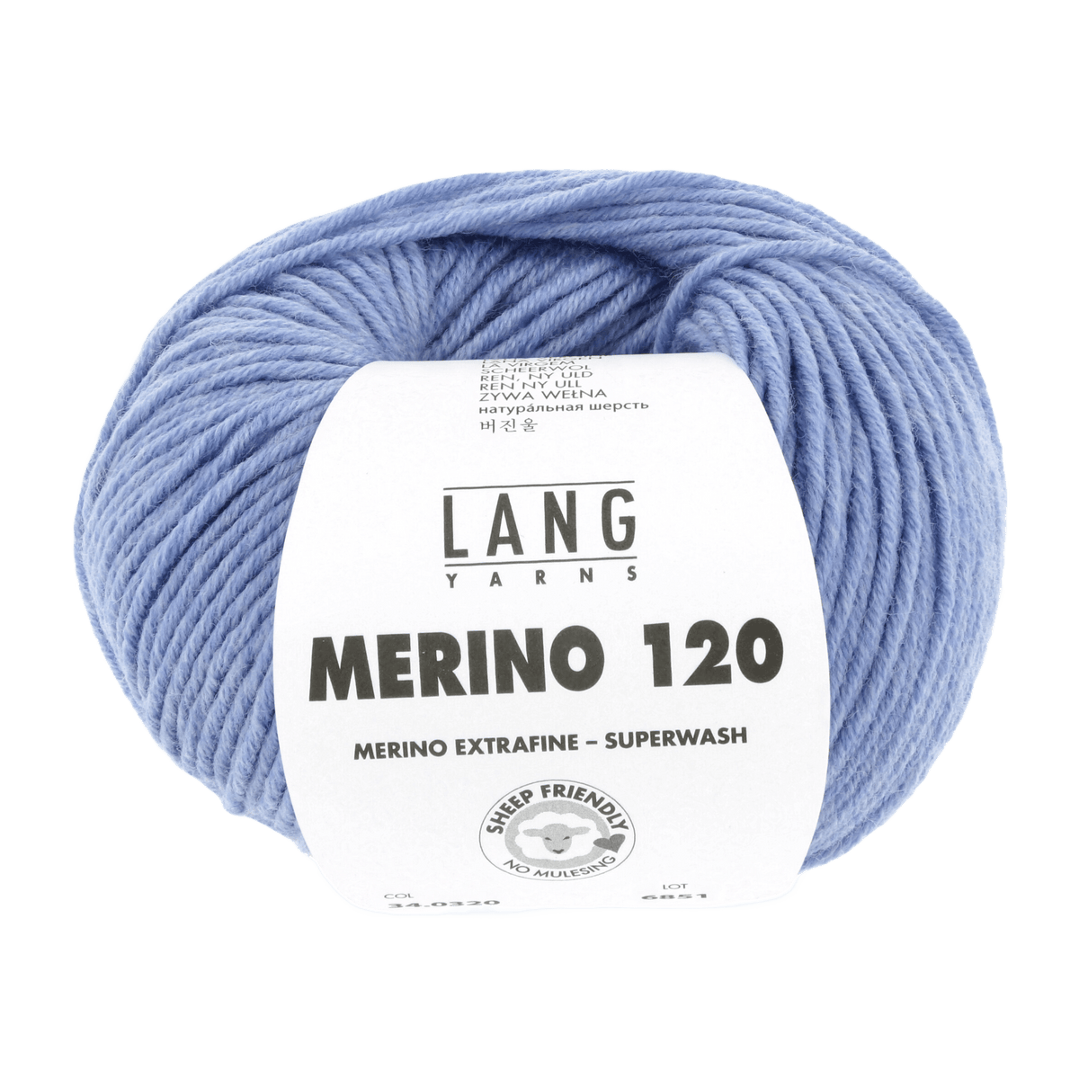 LANGYARNS Knitting Pattern Small-Medium - 14 balls / light blue mélange 34.0320 Roll-neck pullover Pattern Bundle in MERINO 120 by LANGYARNS | Punto 55-011