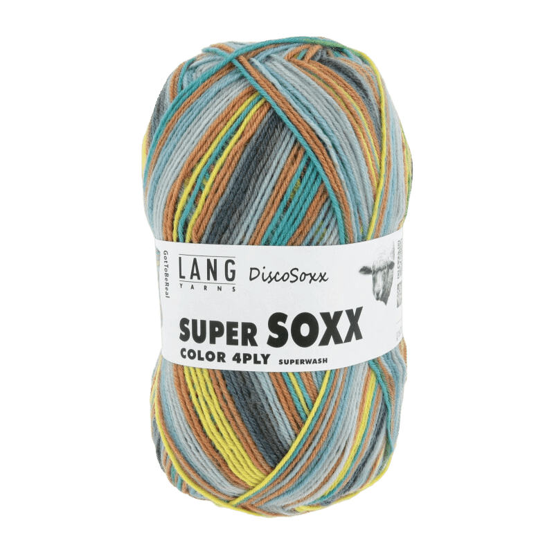 LANGYARNS Sock Yarn Grey / Yellow / Green - Got to be Real LANGYARNS | Super Soxx Colour | 4 Ply | 901