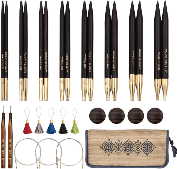 Lantern Moon | Glory 13cm Interchangeable Knitting Needle Set | Sustainable Ebony Wood