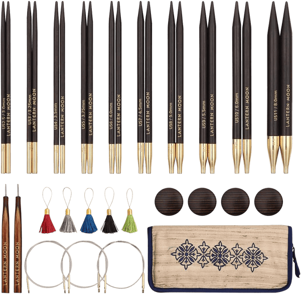Lantern Moon | Heirloom 13cm Interchangeable Knitting Needle Set | Sustainable Ebony Wood