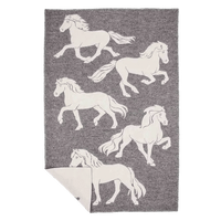 LOPI Blanket Grey Horses 140 x 210cm | 0103 Lopi | Hestateppi Blanket