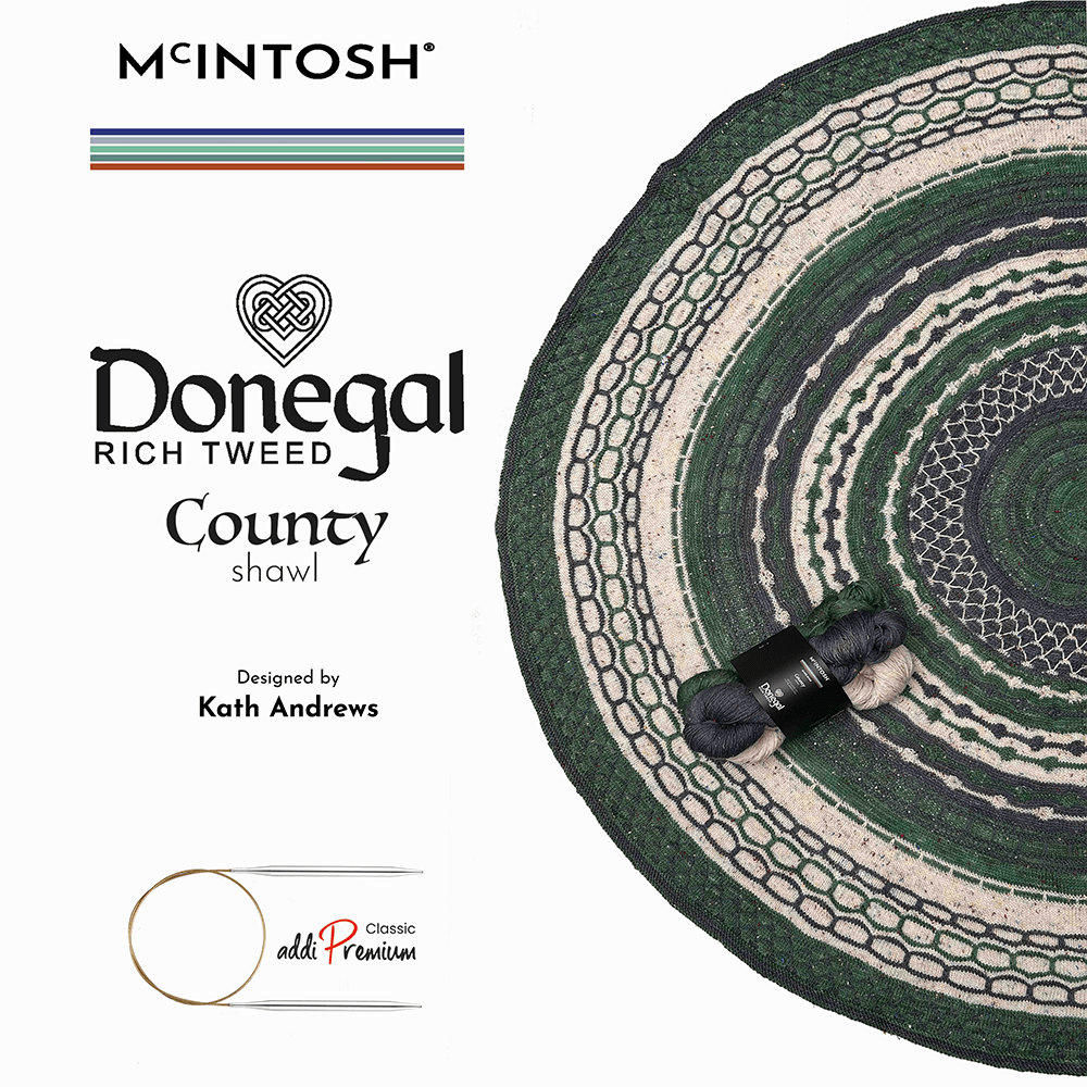 McIntosh knitting pattern 3. Celtic Landscape / Yes County Shawl | Donegal Rich Tweed 4-Ply | by Kath Andrews